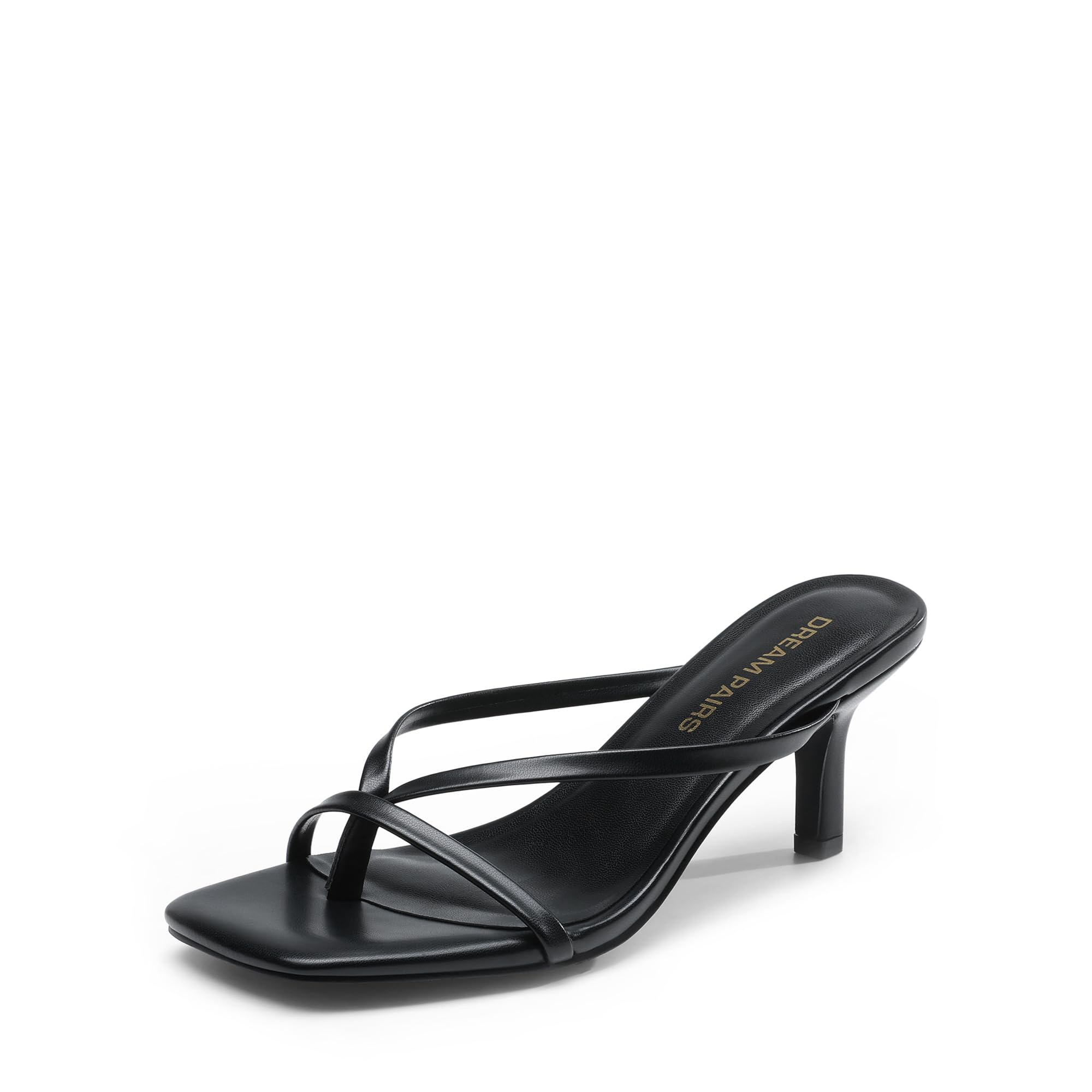 Women Sexy Kitten Low Heels Open Square Toe Thong Heeled Sandals