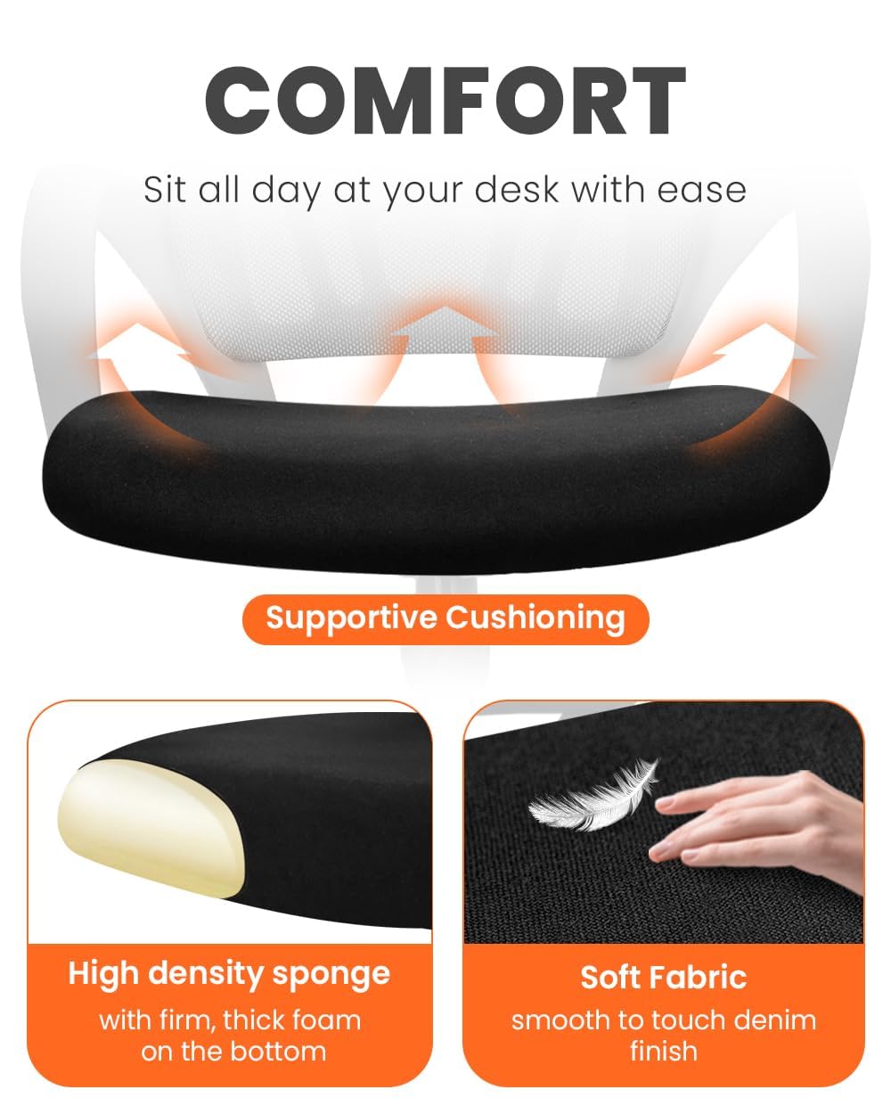 Office Desk Computer Chair Ergonomic Mesh Gaming Mid Back Seat with Comfy Lumbar Support Adjustable Height Swivel