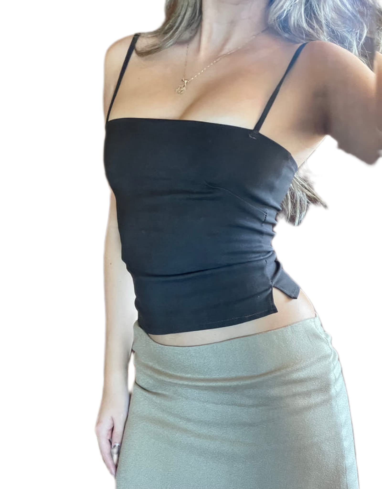 Women Elegant Lace V Neck Camis Sleeveless Spaghetti Strap Slim Camisoles Vintage Backless Tank Top