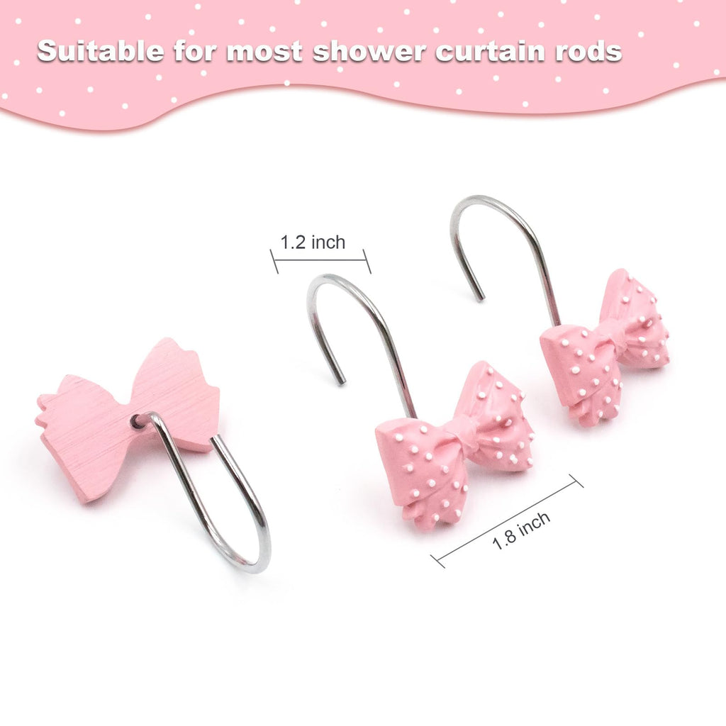Decorative l Cute Bow Knot Polka Dots Shower Curtain Rings Decor Resin 12 Pcs