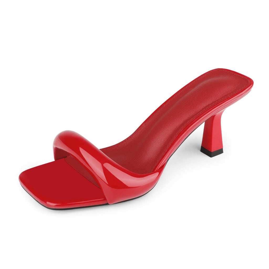 Women's Simple Mid-Heel Sandals One-Band Backless Stiletto Soft-Soled Heels