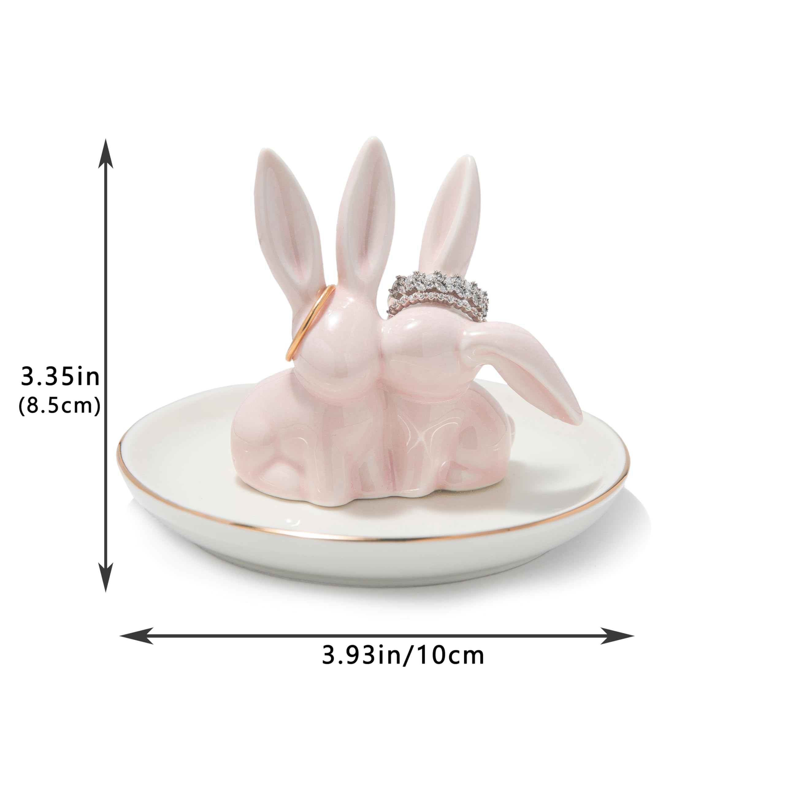 Ceramic Bunny Ring Holder - Rabbit Ring Dish Jewelry Holder Dish Trinket tray for Rings Earrings Necklace Organizer
