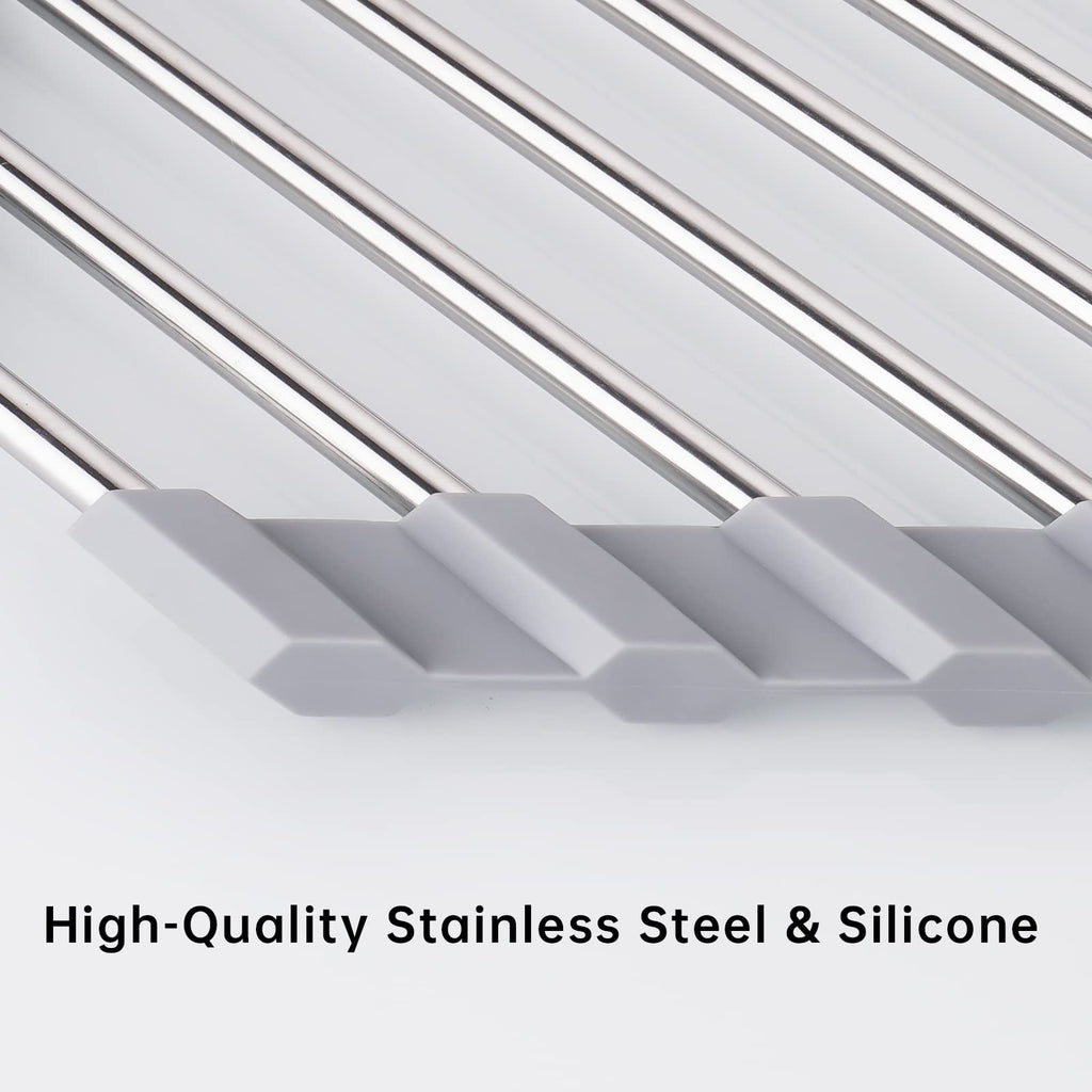 Triangle Foldable Dish Drying Rack, Small Roll-Up - Stainless Steel Over Sink Drainer for Kitchen Sink Corner, Rustproof