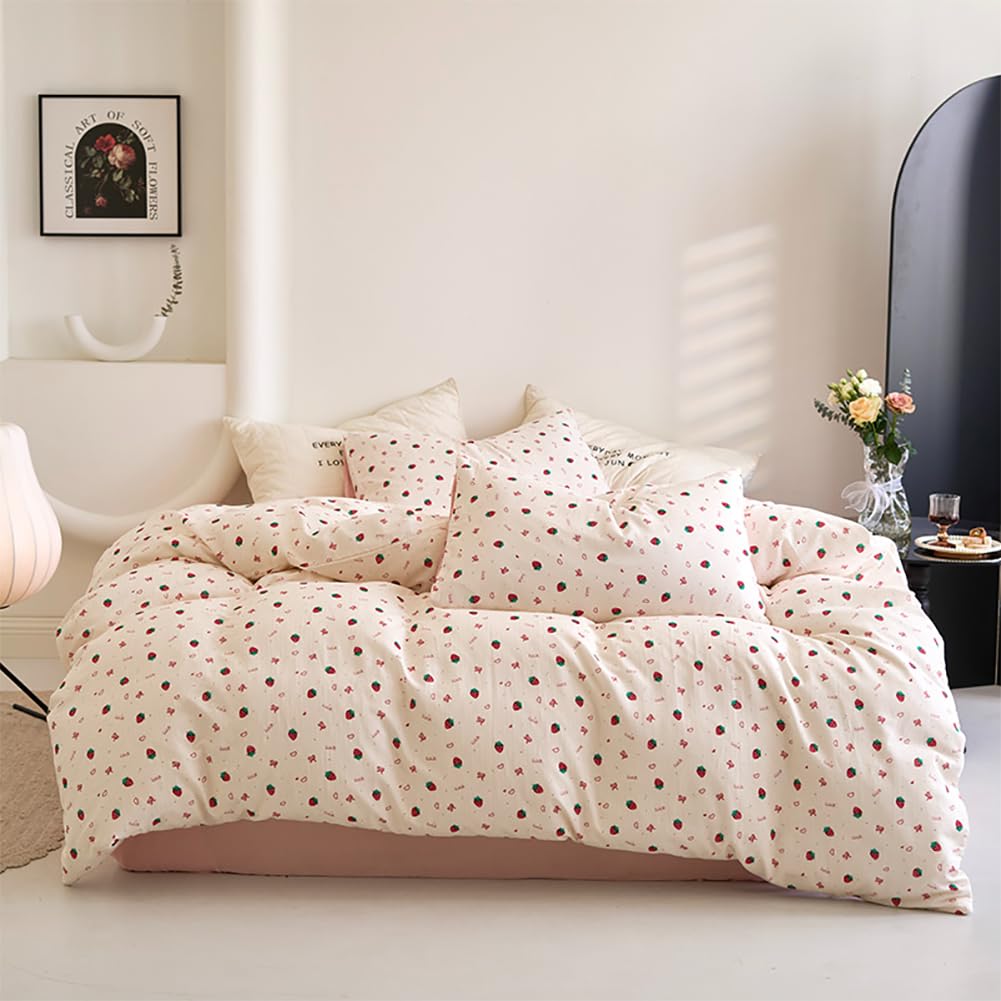 Duvet Cover Printed Bedding Set 3Pcs Girls Kawaii Pattern Comforter Cover with Zipper Closure Soft Breathable Microfiber