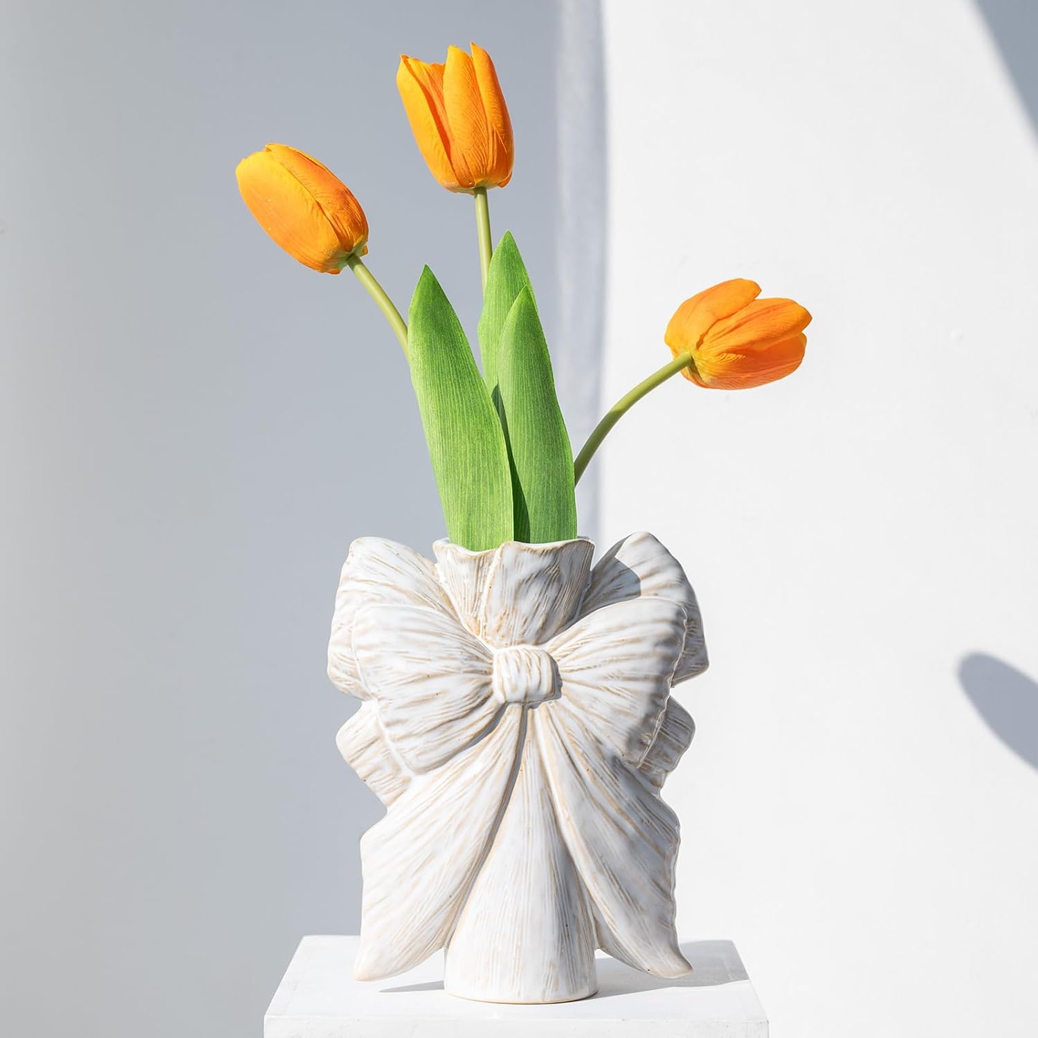 Cute Boho Beige White Vase Ceramic Bouquet Bud Flower Vase