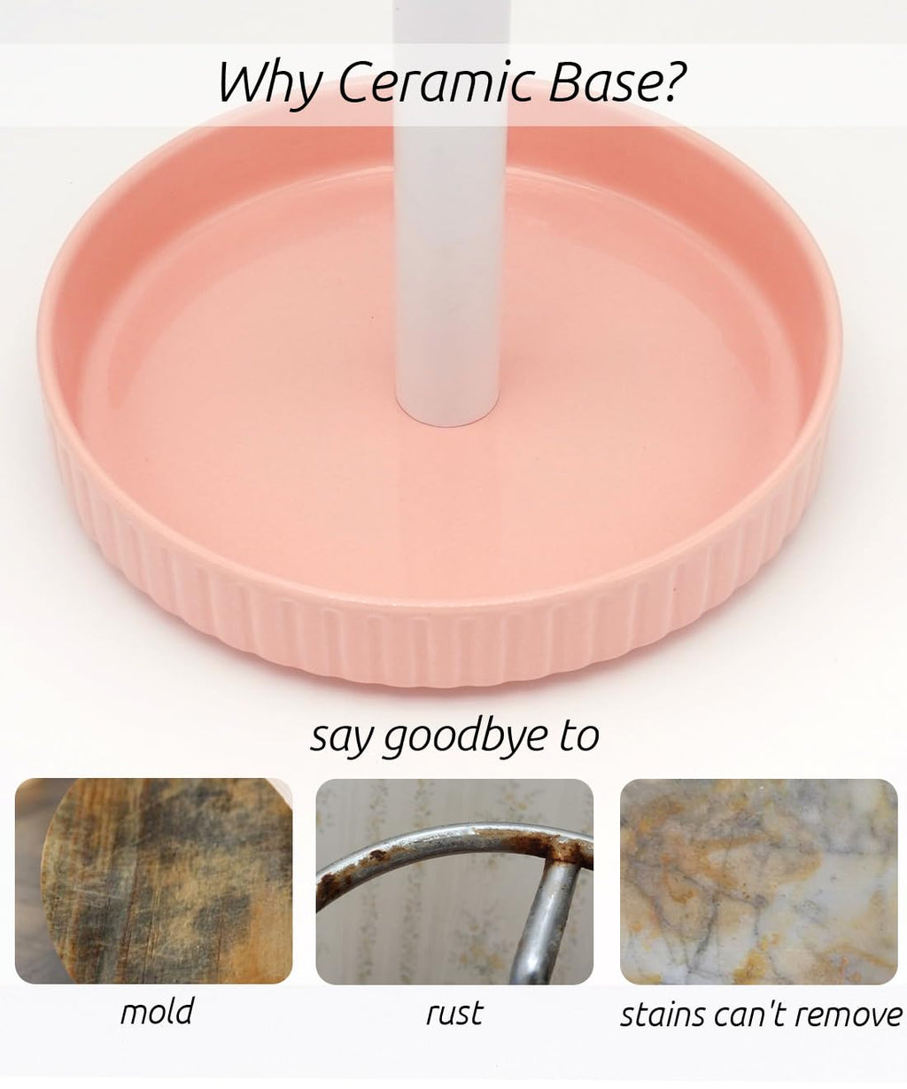 Stable Elegant and Durable Kitchen Roll Stand Paper Towel Holder Countertop, Ceramic Base