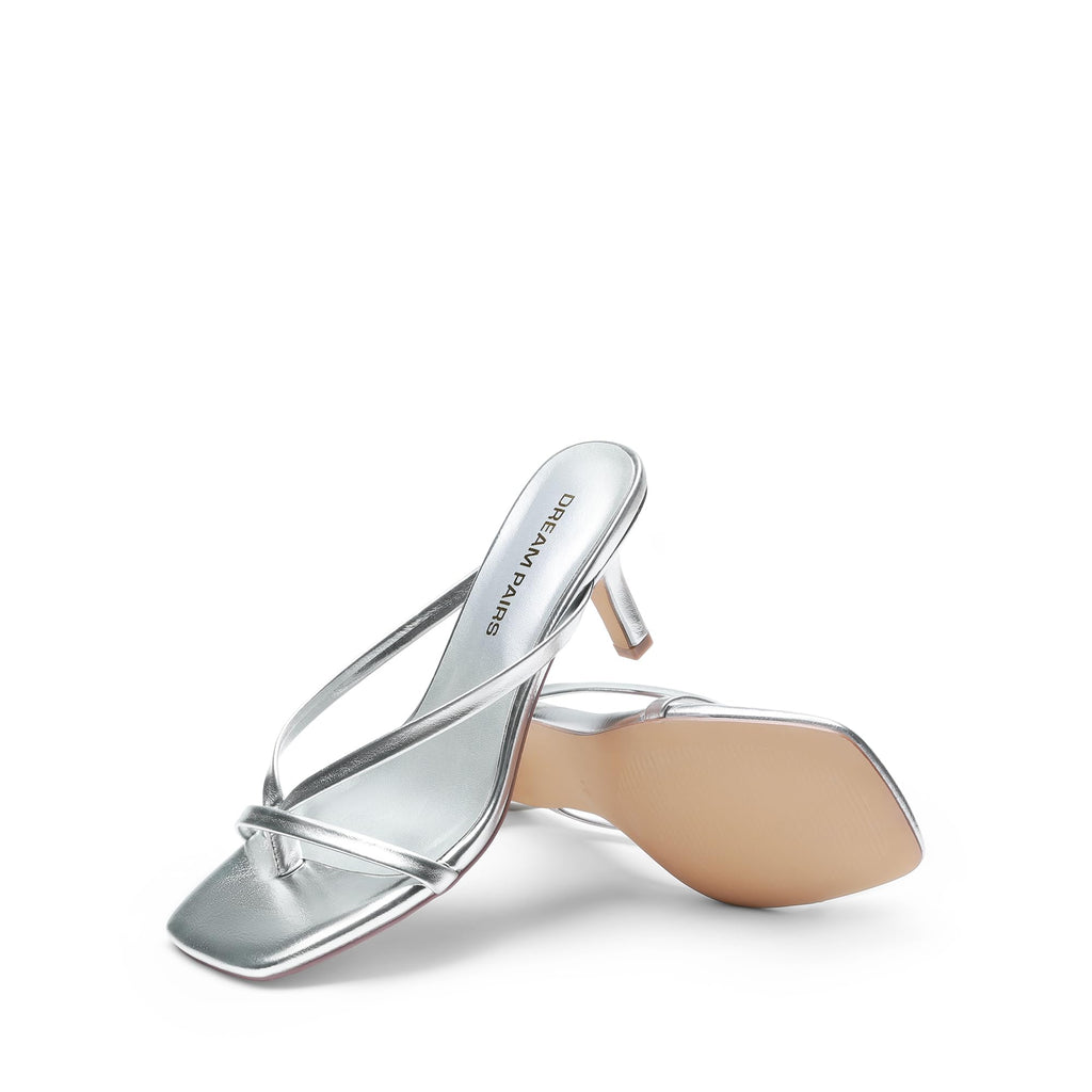 Women Sexy Kitten Low Heels Open Square Toe Thong Heeled Sandals