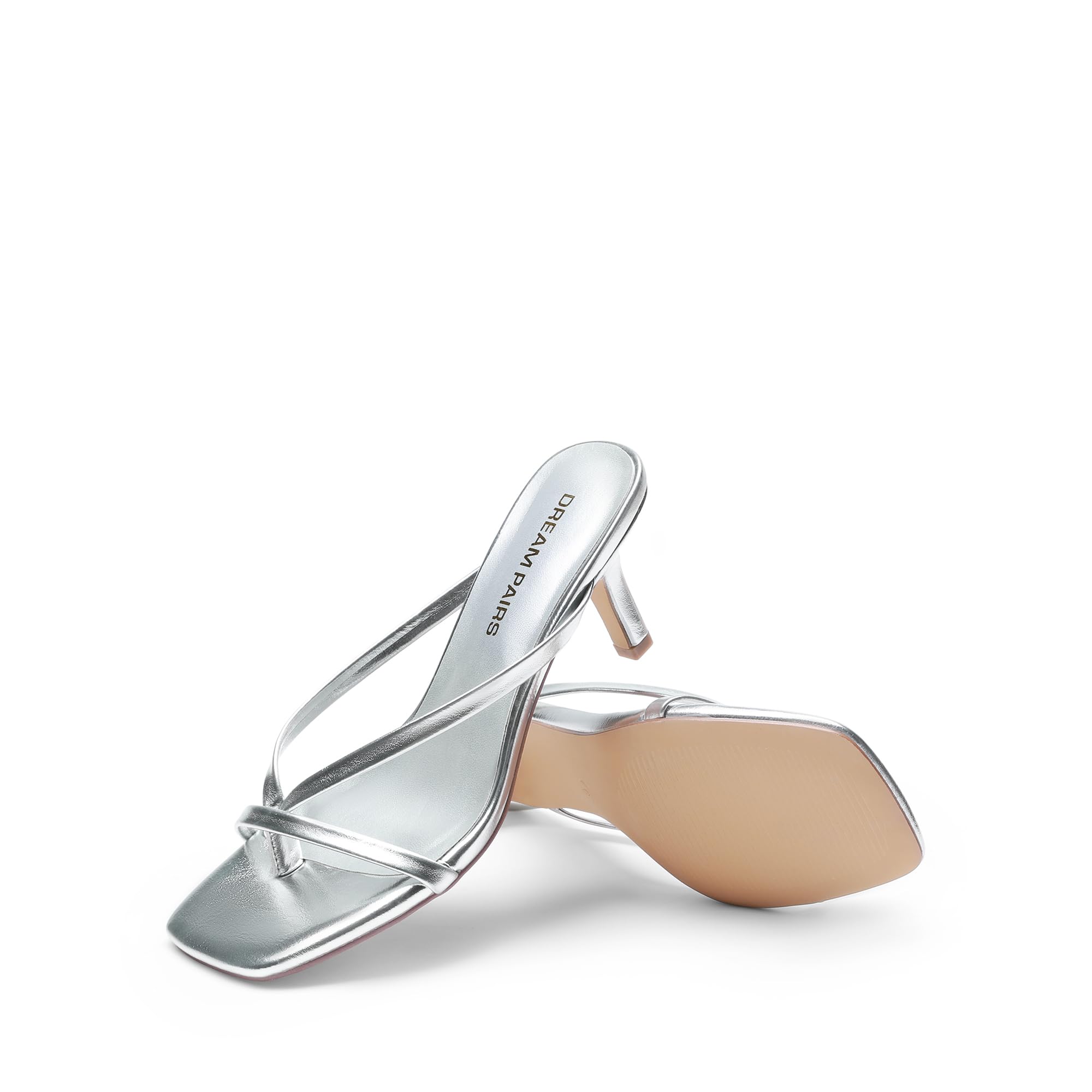 Women Sexy Kitten Low Heels Open Square Toe Thong Heeled Sandals