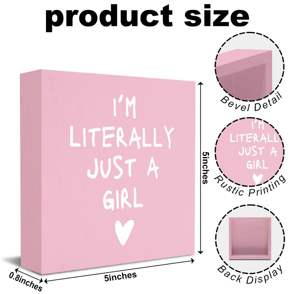 Pink Bow Coquette Room Decor - Wooden Box Sign Desk Decor