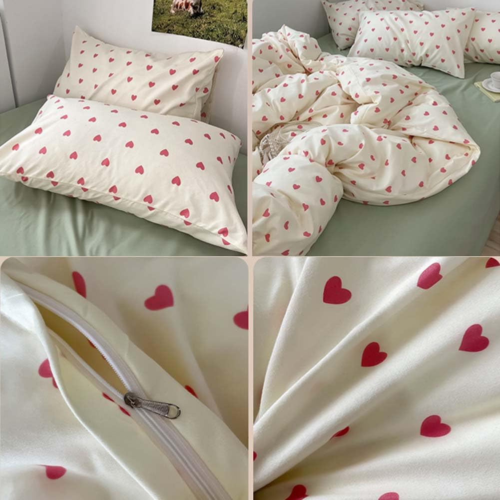 Duvet Cover Printed Bedding Set 3Pcs Girls Kawaii Pattern Comforter Cover with Zipper Closure Soft Breathable Microfiber