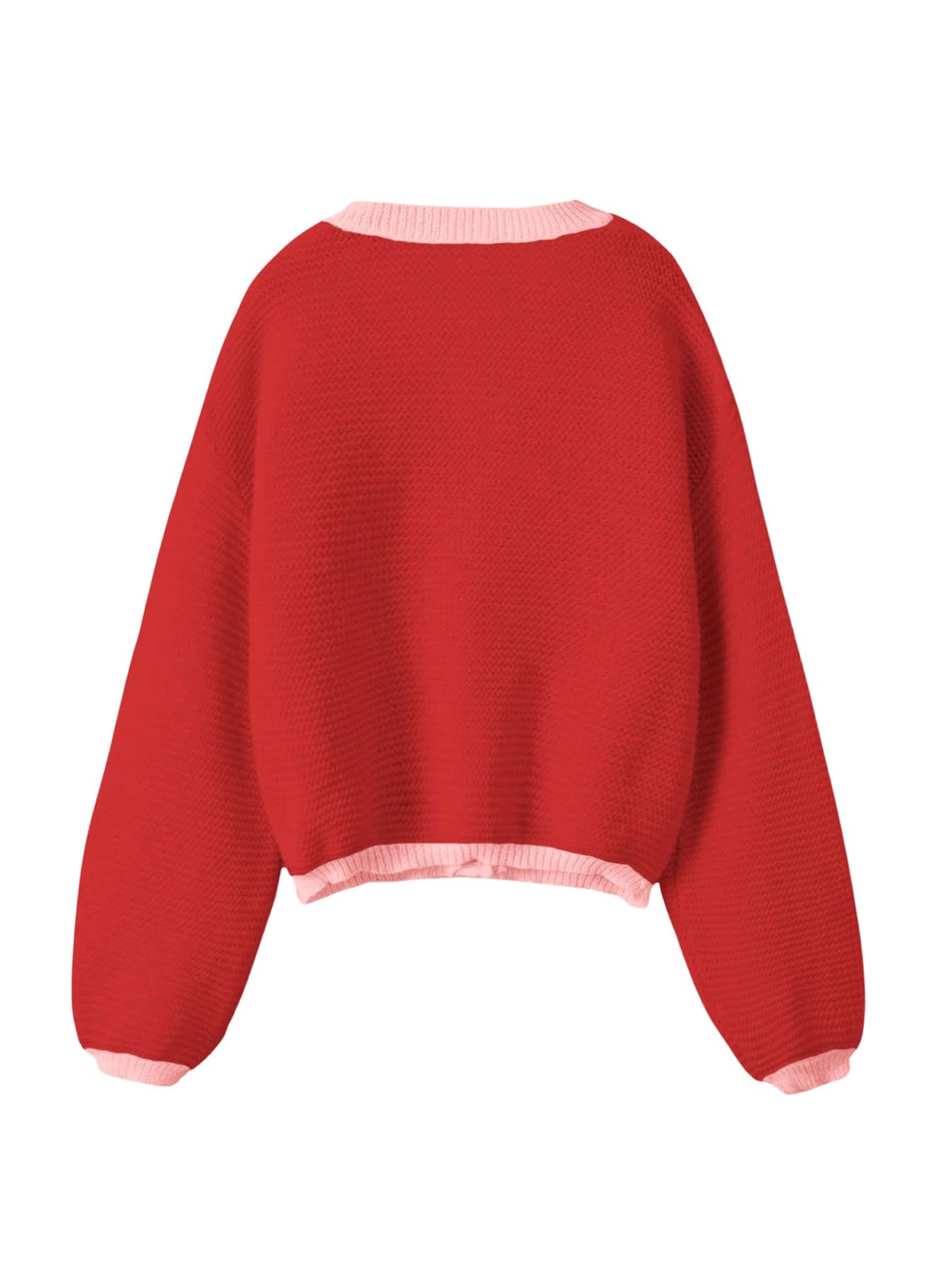 Women's Strawberry Pattern Open Front Bishop Sleeve Casual Cardigan