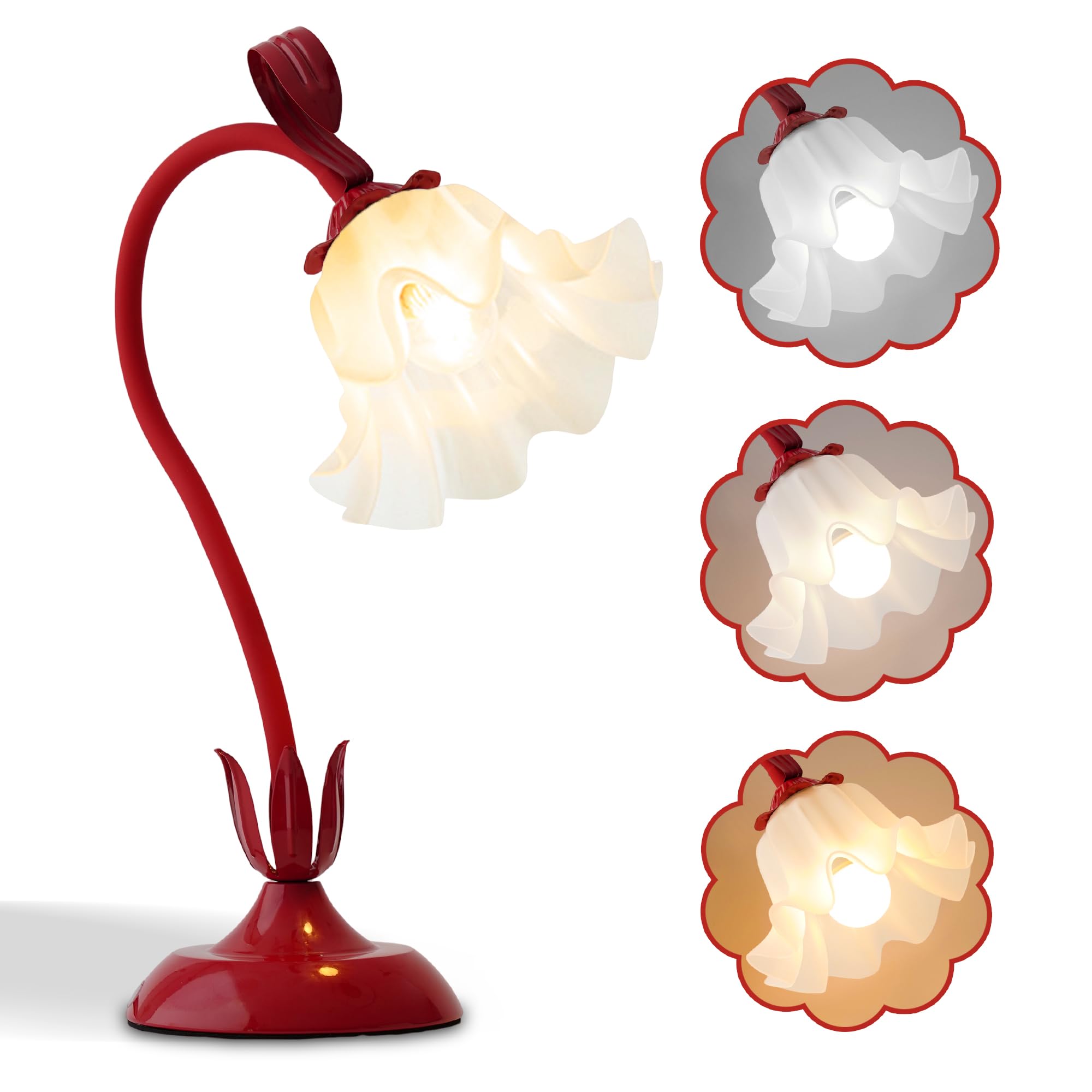 Vintage Flower LED Table Lamp â€?Kawaii Bedside Reading Light with 3 Color Modes