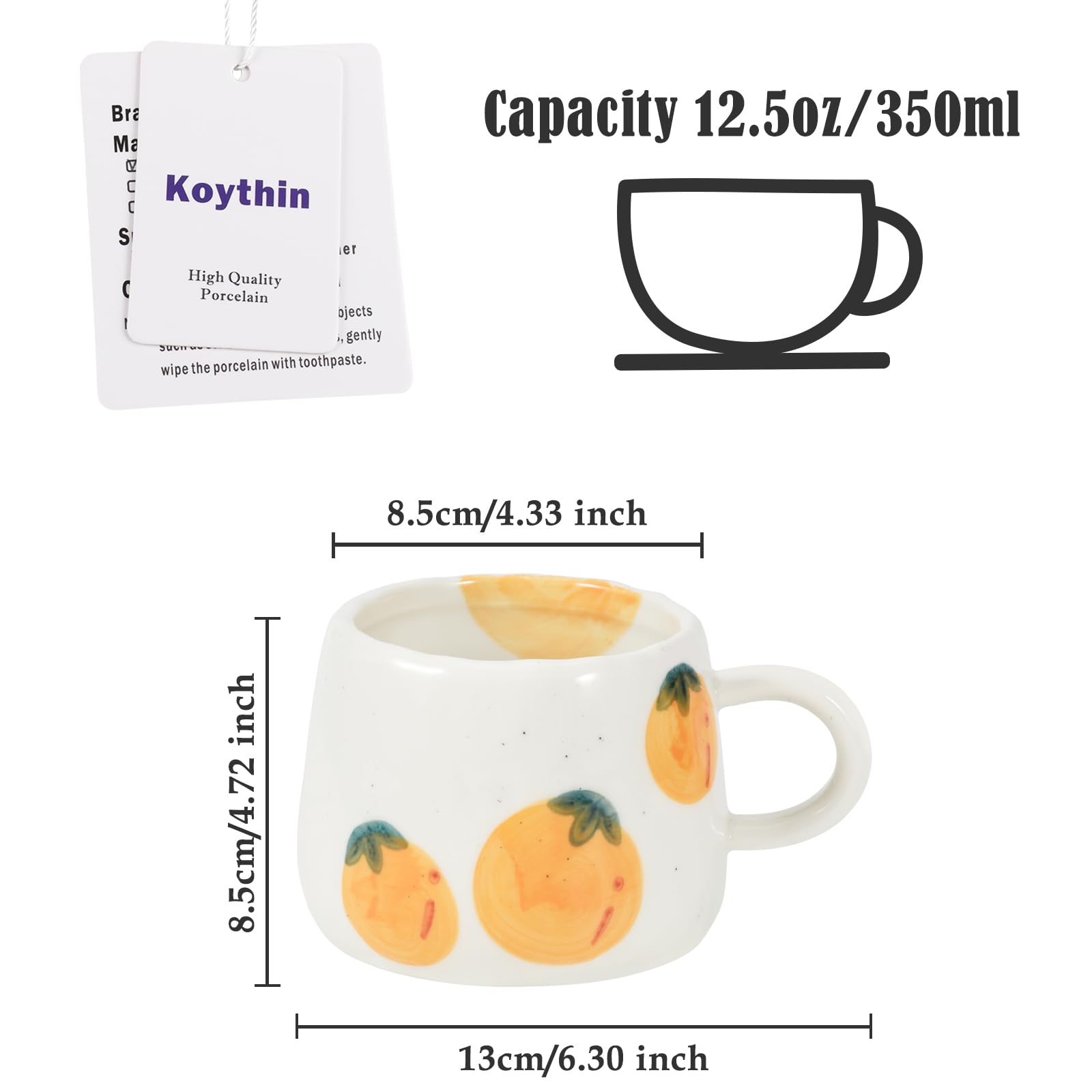Ceramic Mug, Cute Fruit Creative Mugs Design, Printed Cup, 10 oz/300 ml for Latte Tea Milk