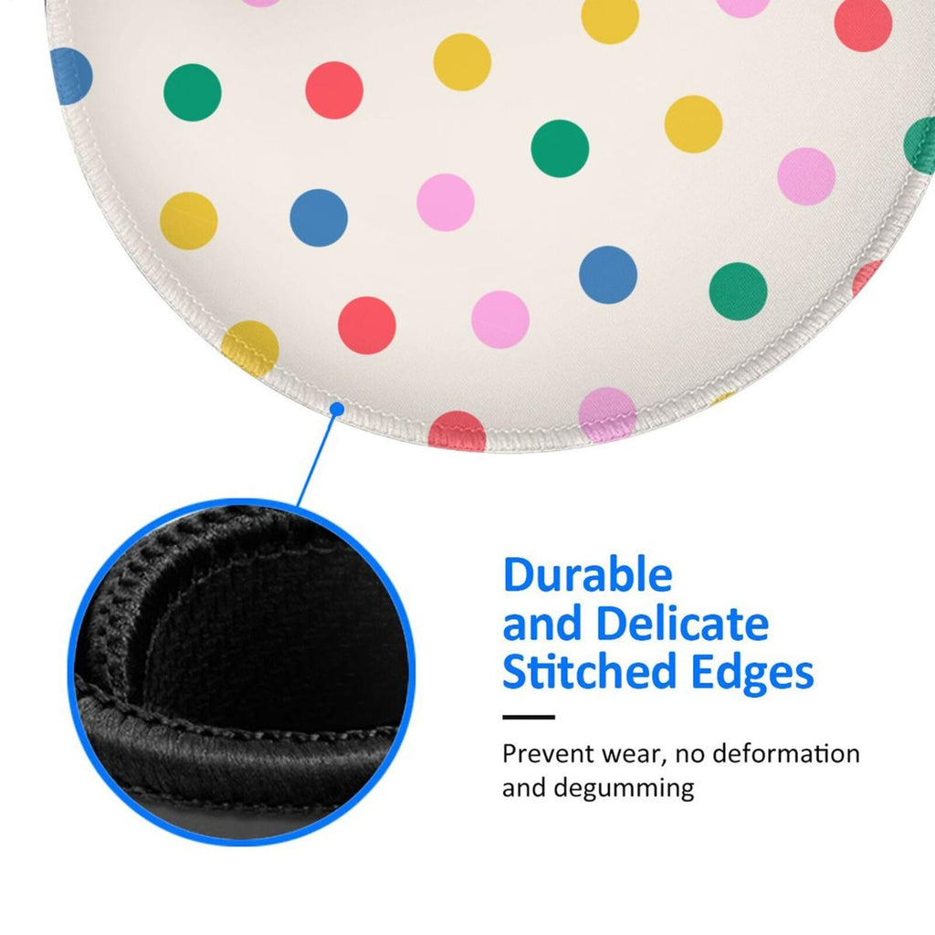 Round Mouse Pad Desk Top - Stitched Edges 8 X 8 Inch