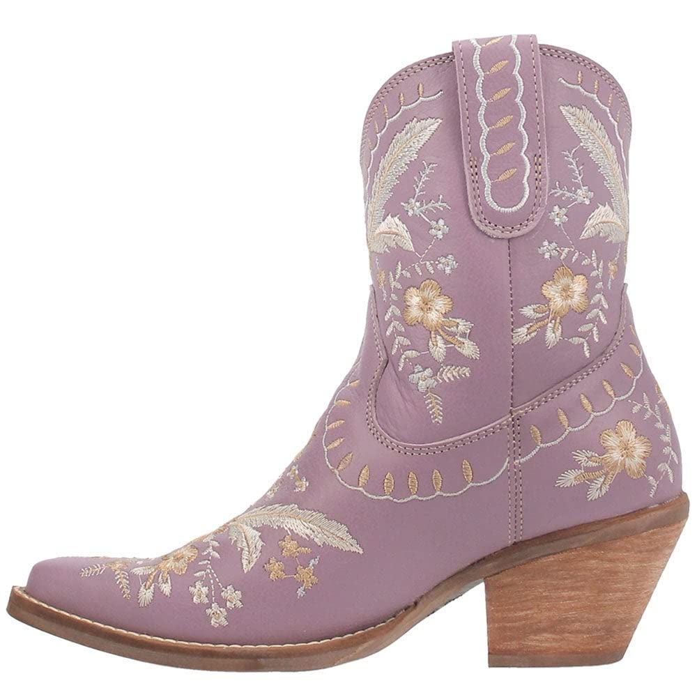 Womens Primrose Metallic Embroidered Floral Snip Toe Casual Boots Ankle Mid Heel 2-3"