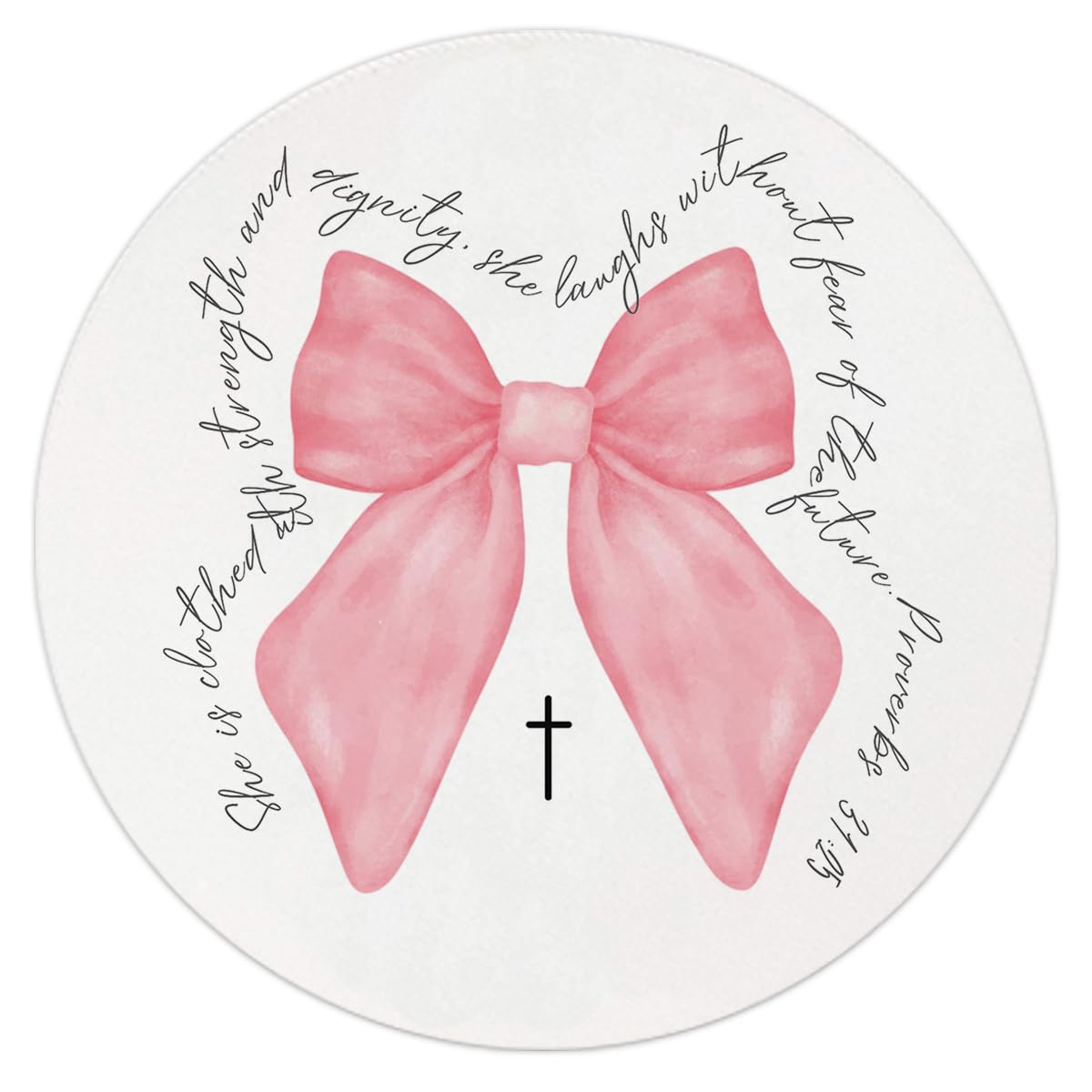 Coquette Pink Bow Mouse Pad, Non-Slip Rubber Base Mousepads for Office Desk Decor, 8.7 x 8.7 Inch