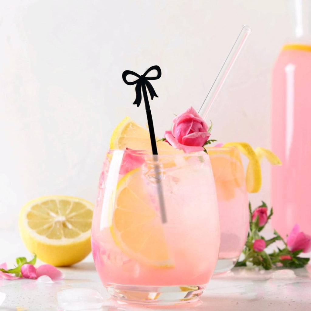Coquette 20 pcs Bow Drink Stirrers, Acrylic Drink Stirs for Bow Themed Party Decoration