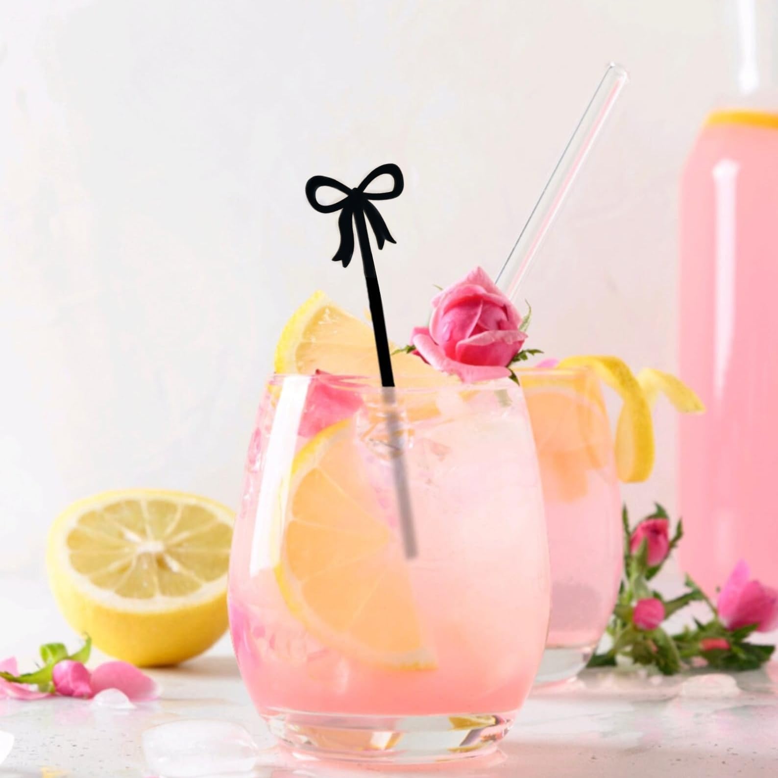Coquette 20 pcs Bow Drink Stirrers, Acrylic Drink Stirs for Bow Themed Party Decoration