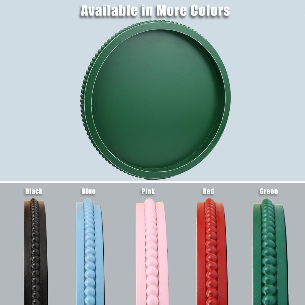 Round Wood Decorative Ottoman Tray for Coffee Table Kitchen Counter, Living Room, Handcrafted Wooden Serving Tray for Table Centerpiece