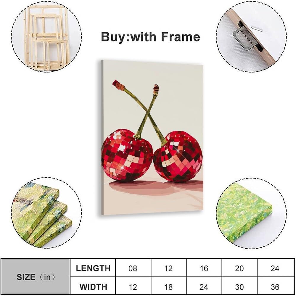 Disco Ball Fruits Canvas Print â€?Trendy Glam Wall Art