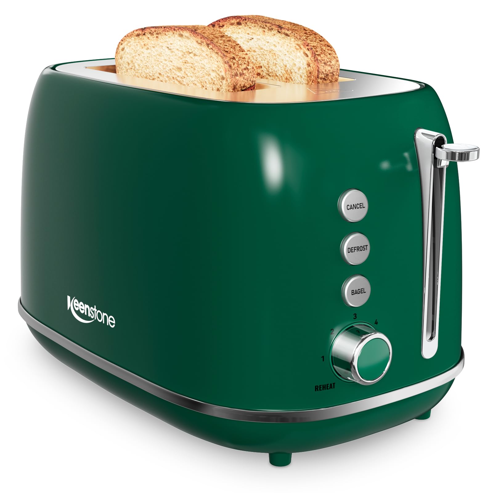 Toaster 2 Slice Stainless Steel with 6 Bread Shade Settings, Retro Toaster with Extra Wide Slot