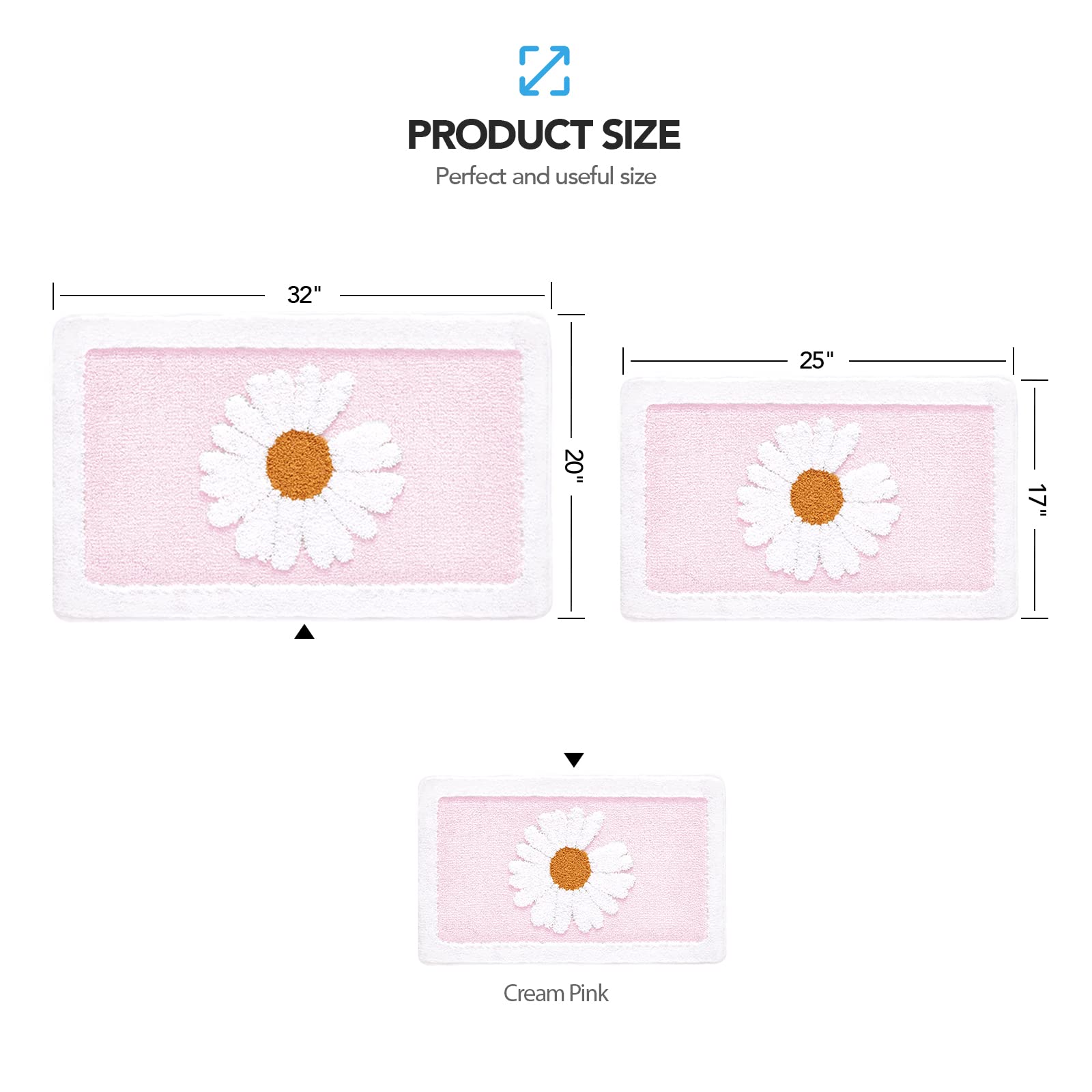 Ultra Soft Microfiber Shaggy Bathroom Mats, 17''x 25'', Extra Absorbent Bath Rugs, Machine Washable, Non-Slip Bathroom Carpet for Tub and Shower