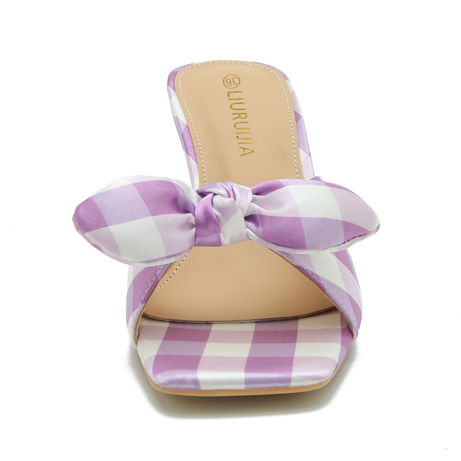 Ladies Bow Tie Kitten Heel Sandals For Women Mule Sandals Slingback Square Open Toe Low Wedding Heels Backless Slip On Slide Summer Cute Wedding Bridal Sandals Shoes