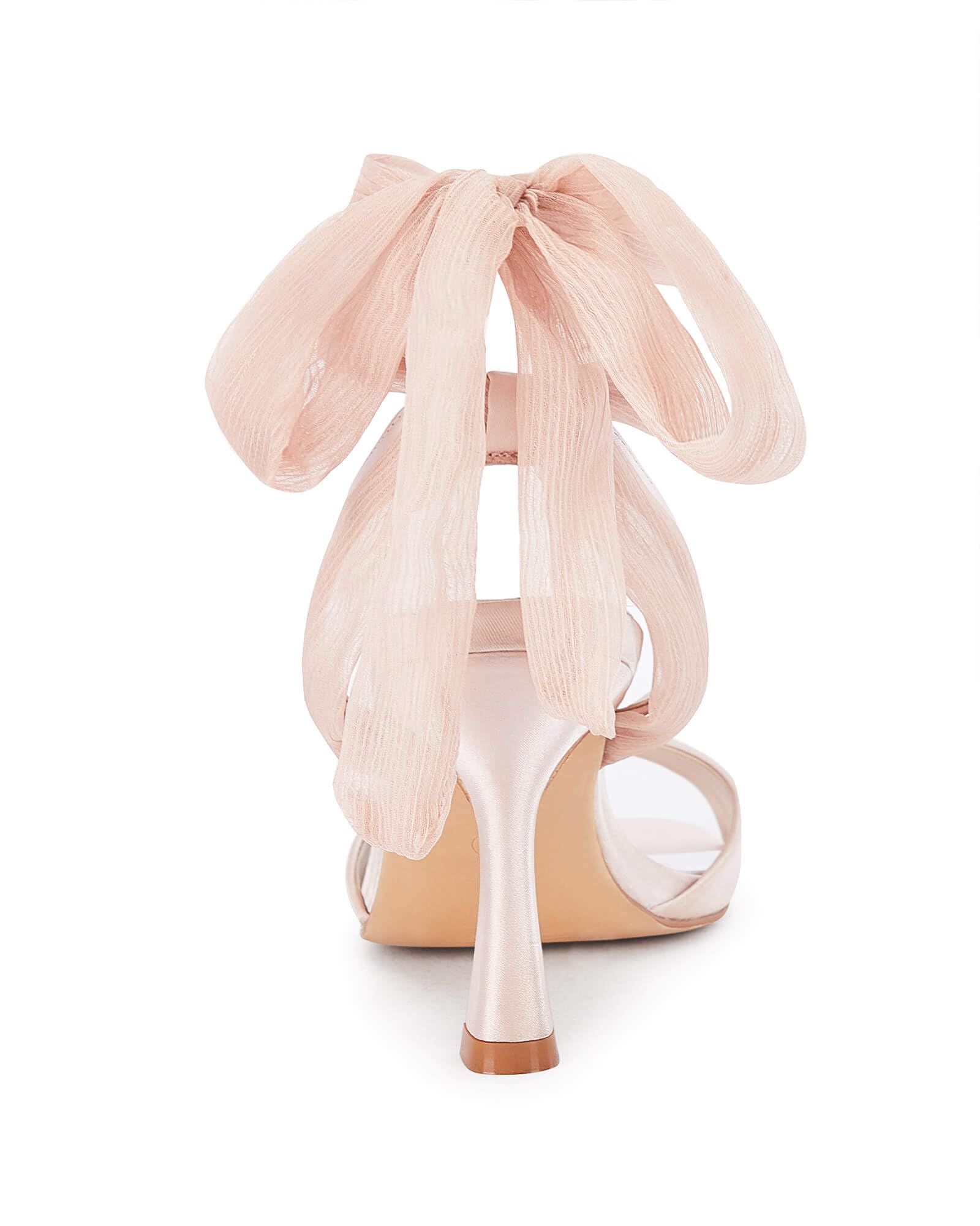 Womens Strappy Kitten Heels Sandals Lace Up Square Open Toe High Heels Satin Summer Dress Shoes