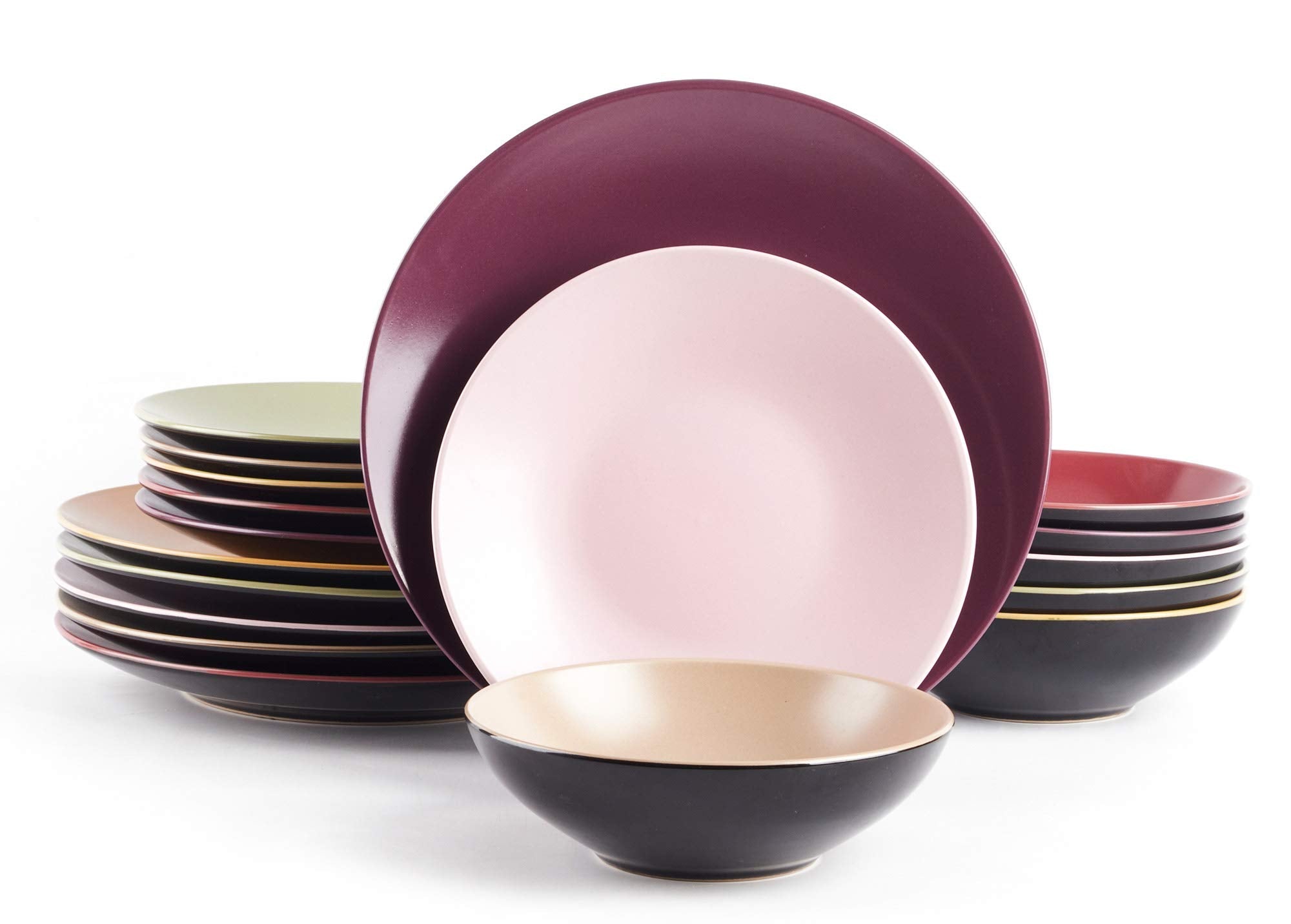 Stoneware Two-Tone Colors Life 12pc Dinner Set
