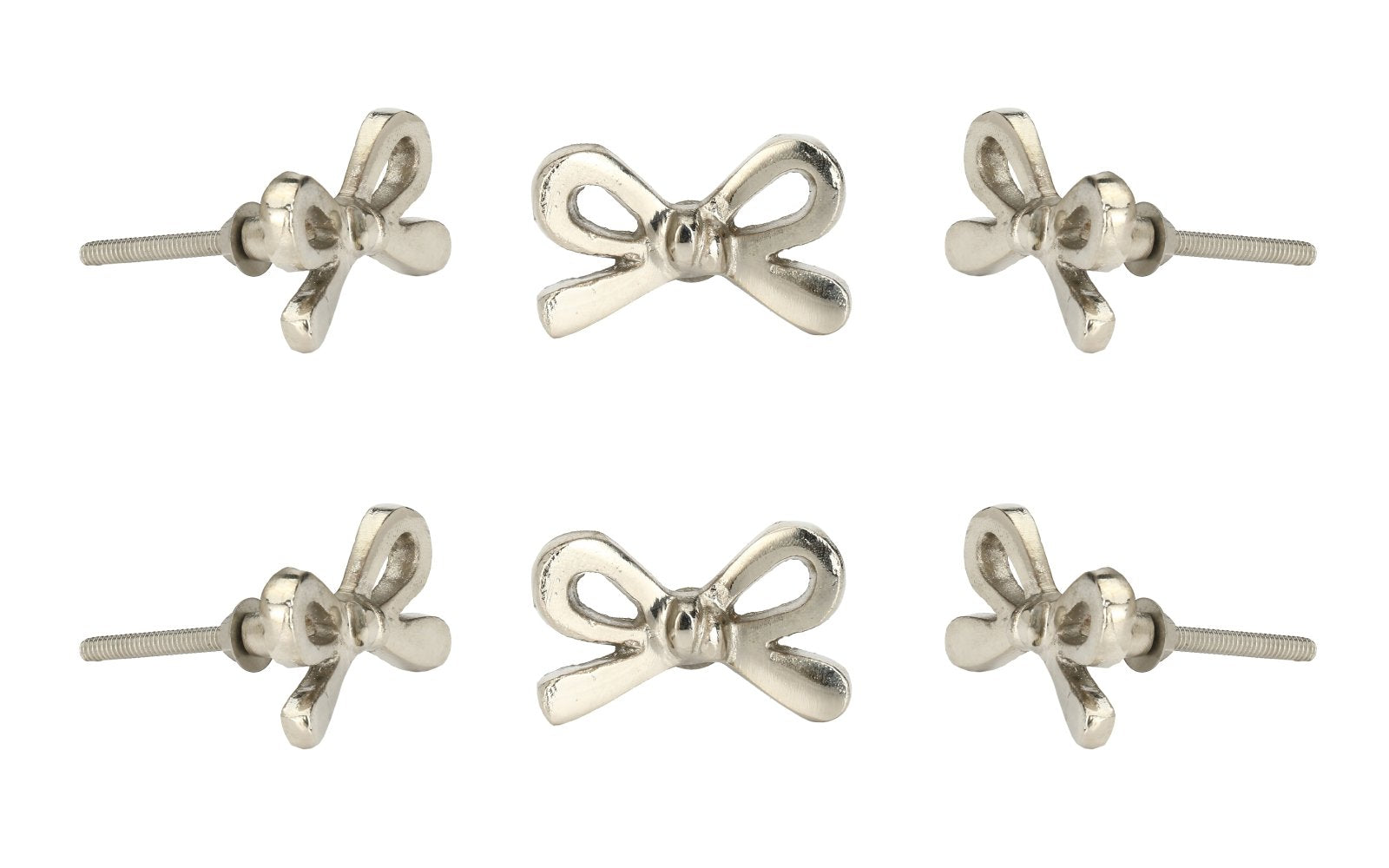 Set of 6 Metal Door Knobs - Decorative Door Knobs Bow Tie Handle with Screw | Cupboard Drawer Wardrobe Pulls (2.25" x 1.25" x 1.1") Gold