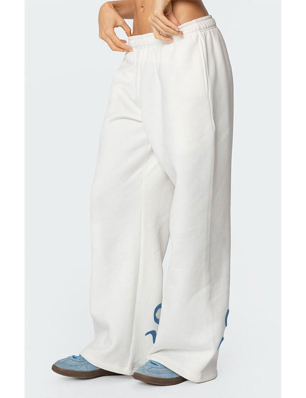 Women's Wide-Leg Sweatpants â€?Straight Leg, Graphic Bow Print, Elastic Waistband, Lounge Joggers with Pockets