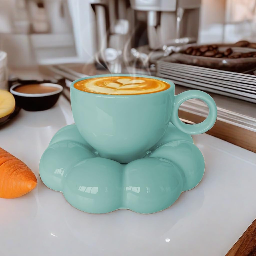 Coffee Mug, Tea Cup and Saucer Set with Spoon  10oz