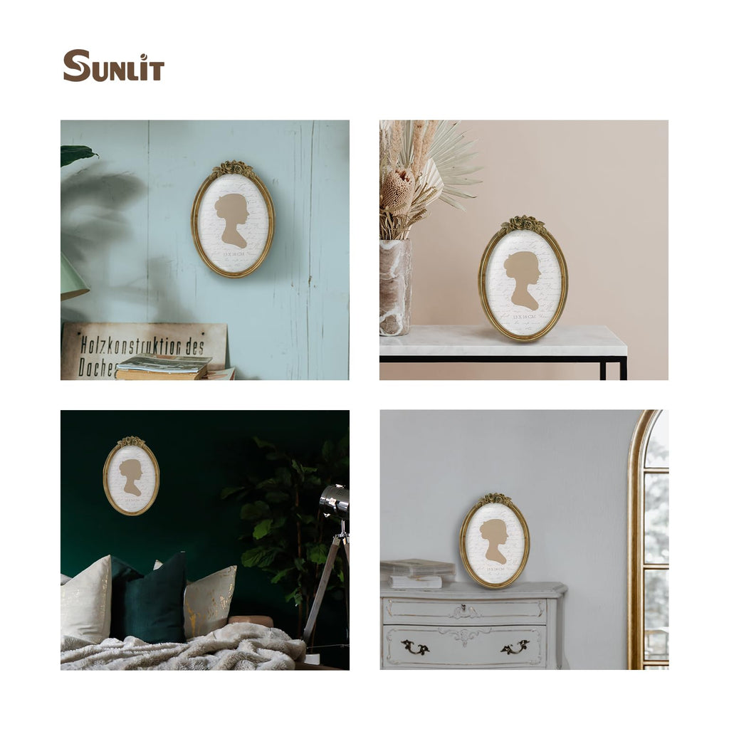 Vintage Picture Frame, Oval Antique Photo Frames with Glass Front, Luxury Photo Display, Tabletop Wall Hanging