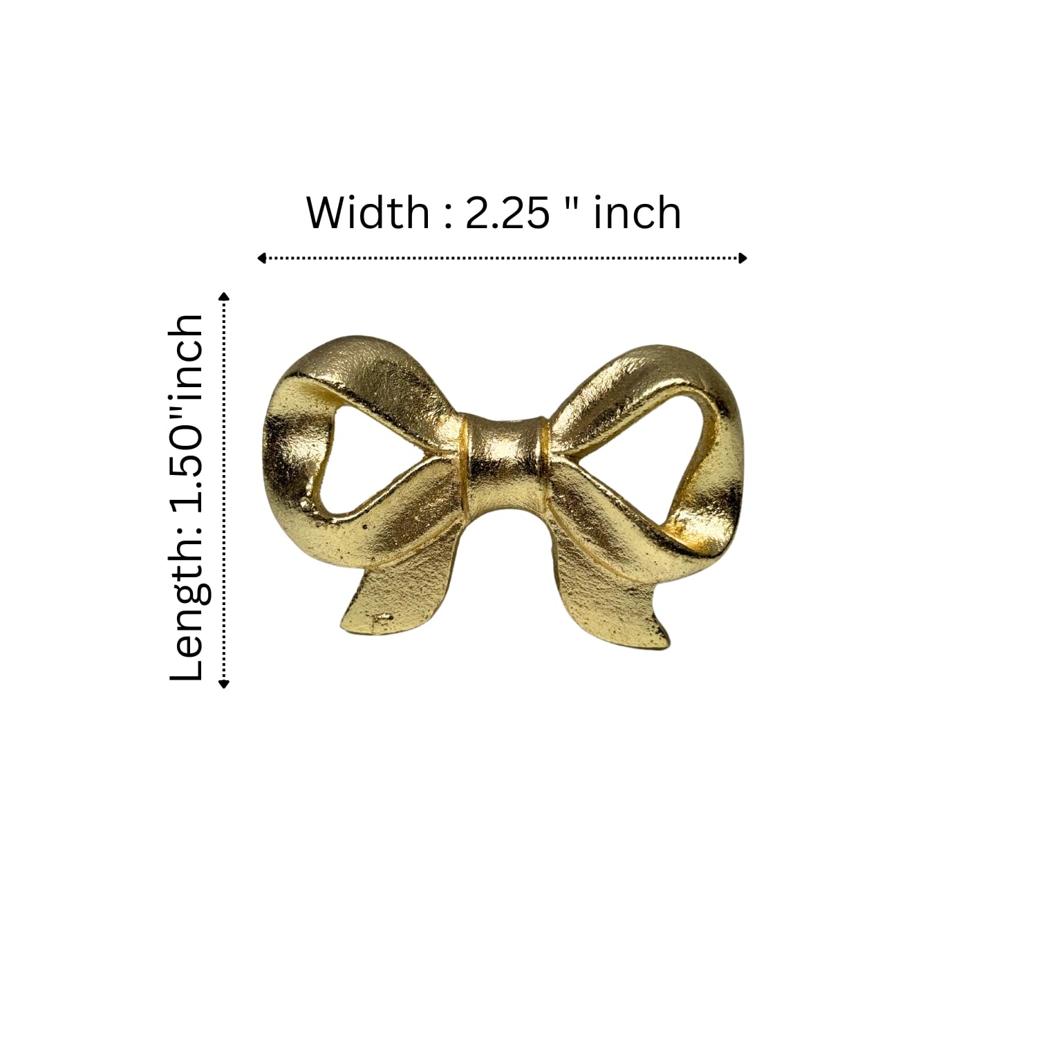 Set of 6 Metal Door Knobs - Decorative Door Knobs Bow Tie Handle with Screw | Cupboard Drawer Wardrobe Pulls (2.25" x 1.25" x 1.1") Gold