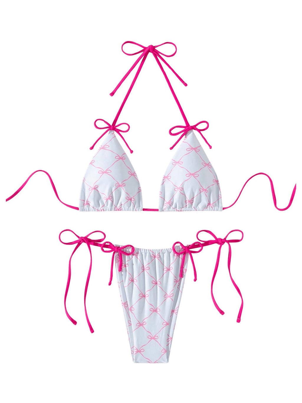 Women's Bow Bikini Set Halter Backless String Thong Swimsuit Bathing Suit