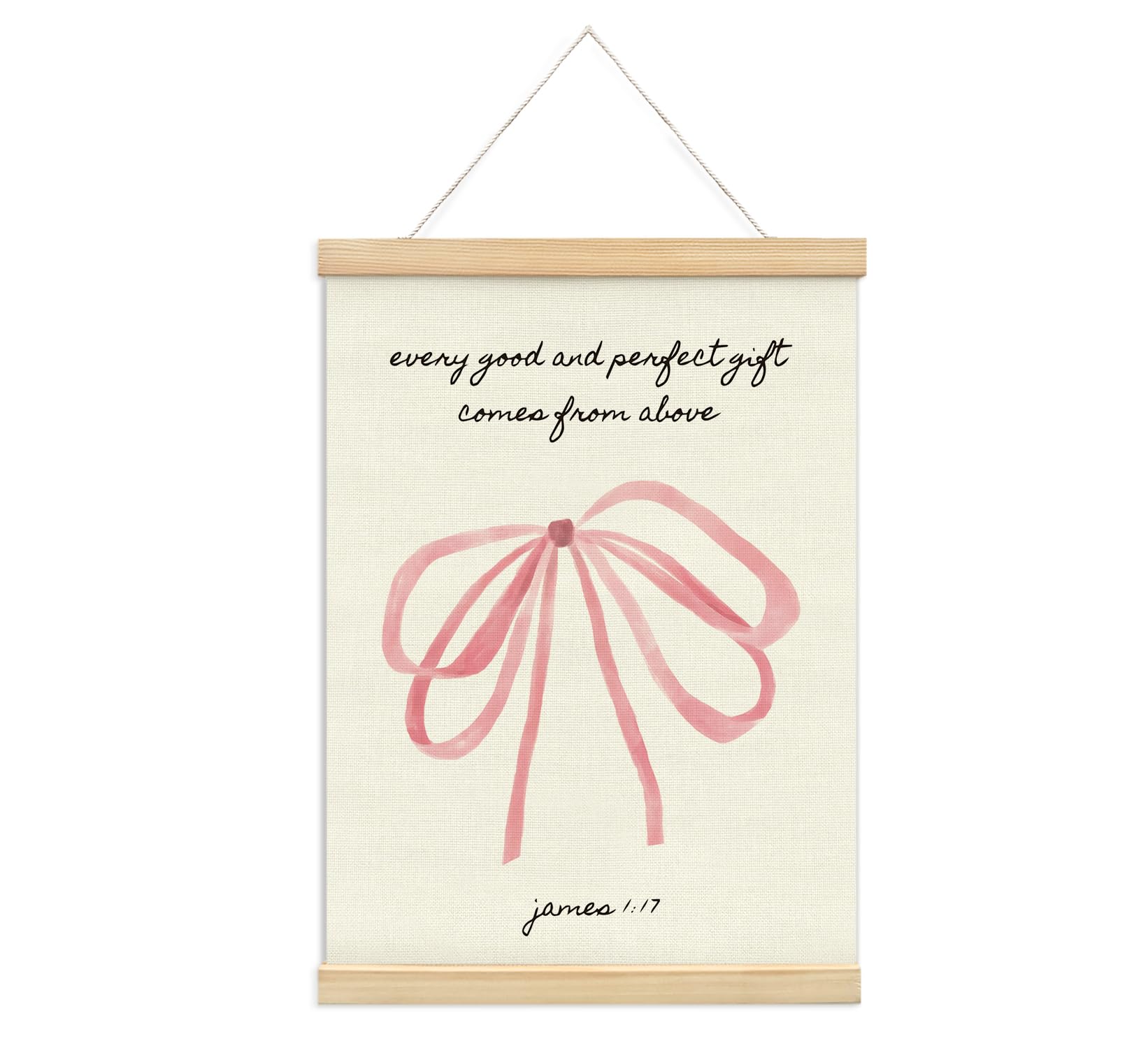 Trendy Bows Pink Coquette Scripture Wall Art Poster Hanger Frame, Christian Bible Verses Posters Wall Art Decor