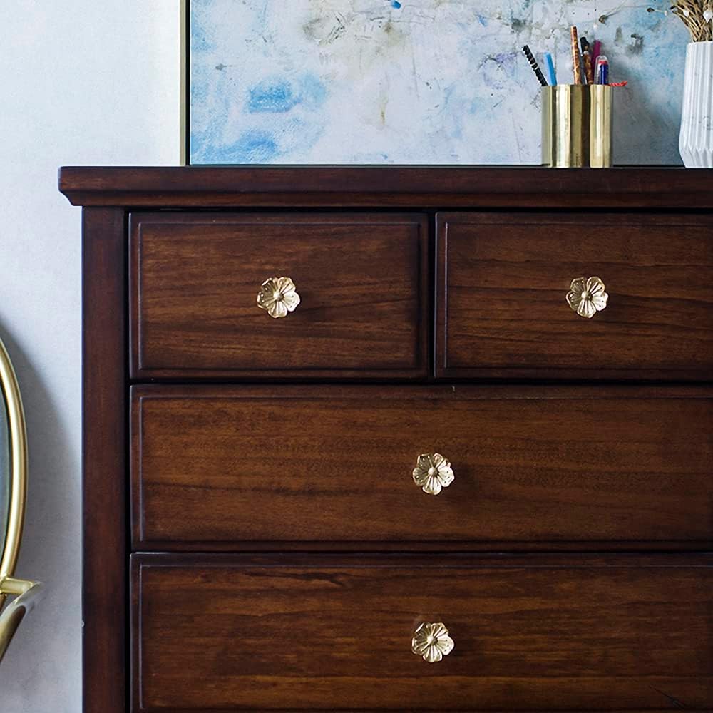 Gold 4 Pack Brass Knobs for Dresser, Drawers and Cabinet Decorative