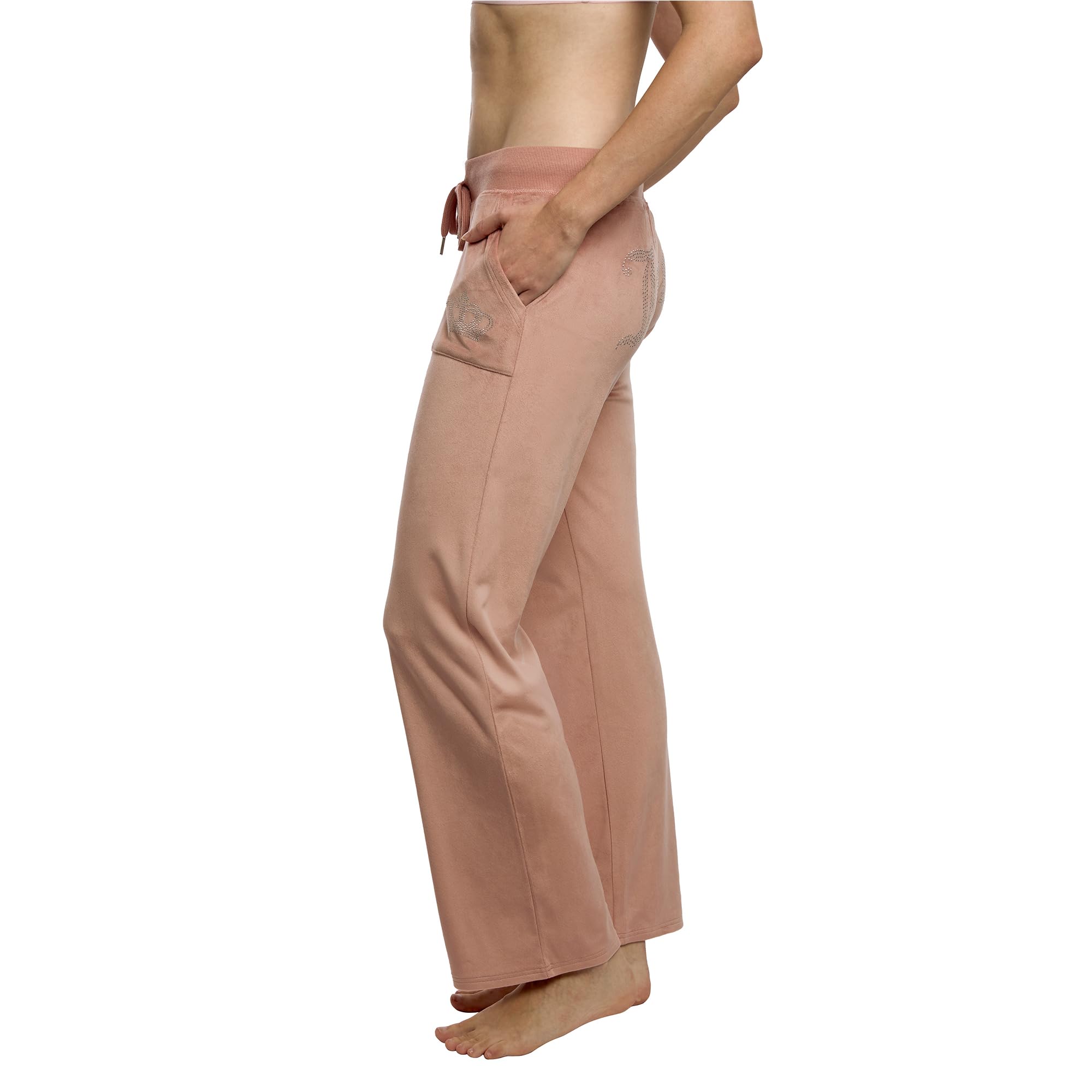 Juicy Couture Women's Velvet Fleece Lounge Pajama Pants with Rhinestone Accents