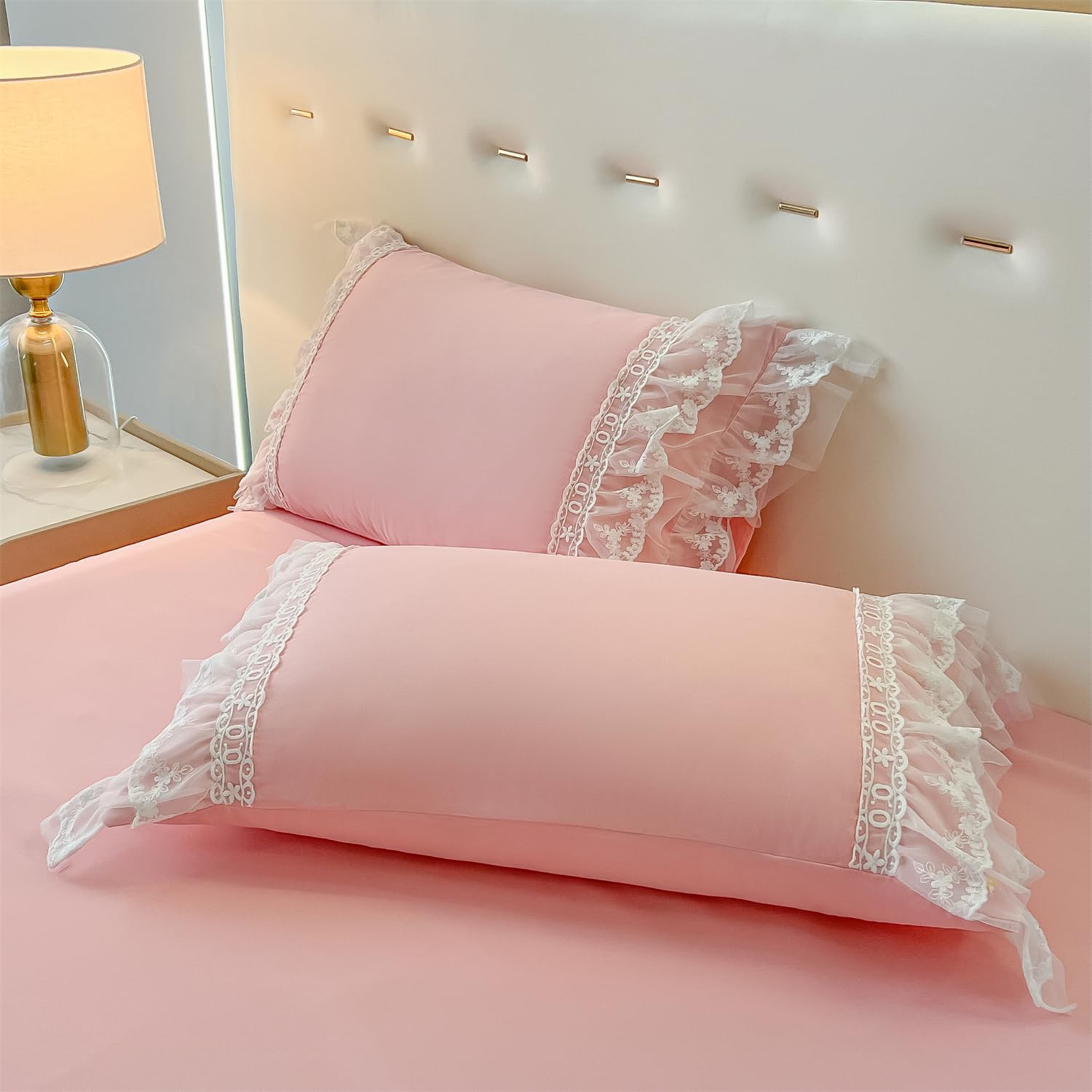 Chic Ruffle Lace Polyester Duvet Cover Set -Bedding-2 Piece Duvet Cover with Zipper Closure -Ultra Soft and Light Weight
