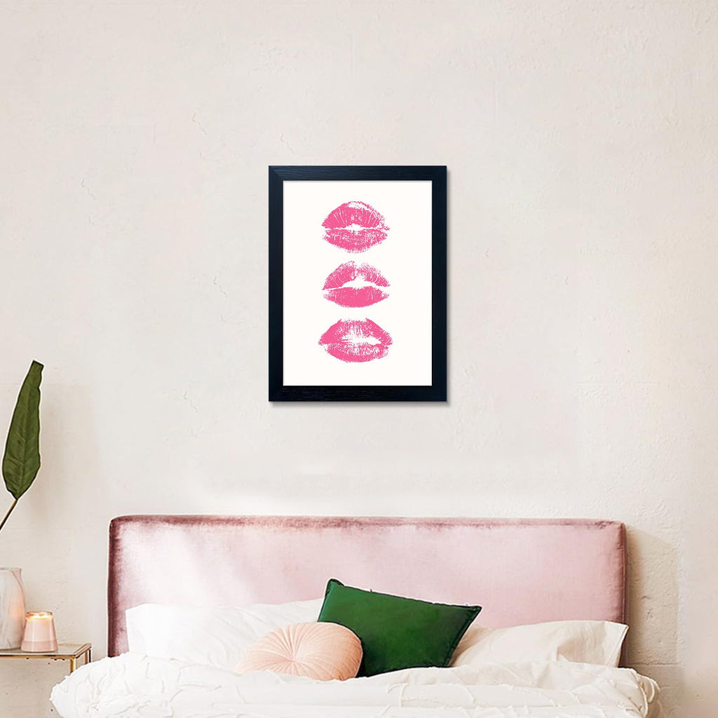 Pink Makeup Room Wall Art Fashion Canvas Wall Art Beauty Room Decor Art Pink Lips Canvas Artwork Trendy Girly Wall Art Women Bedroom Bathroom Decor Print