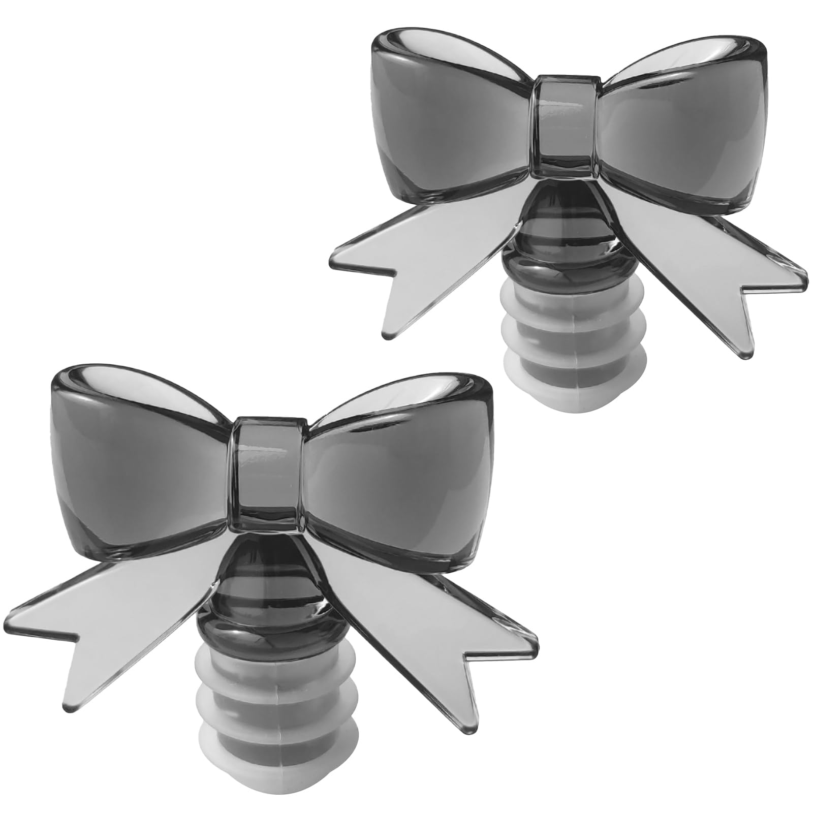 Cute Bowknot Wine Bottle Stoppers - Food-Safe Silicone & Acrylic Resin, Leakproof Seal