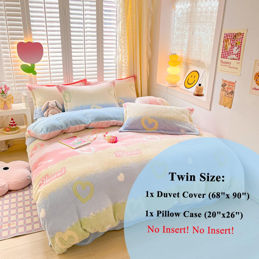 Kawaii Twin Duvet Cover Set â€?Soft Reversible Bedding with Fluffy Comforter Cover