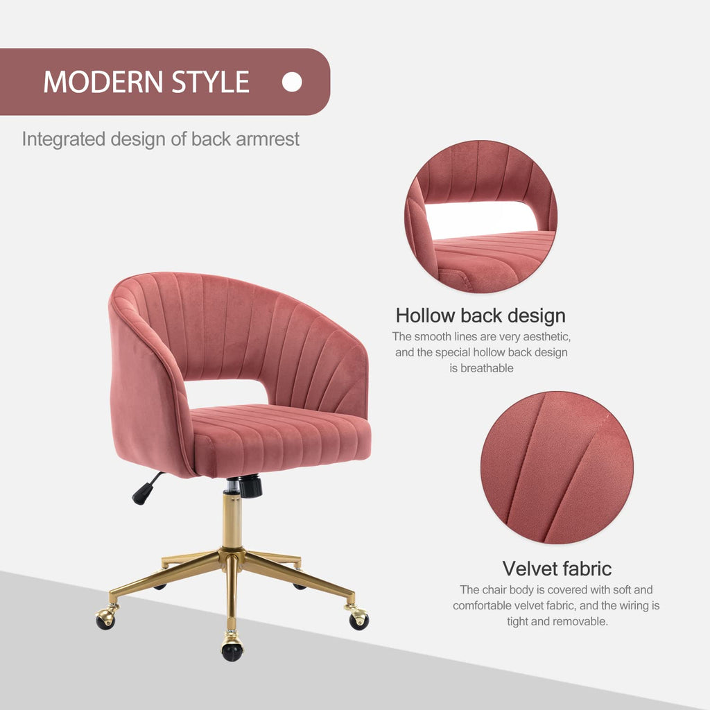 Vanity Velvet Chair, Upholstered Chairs with Adjustable Swivel Wheels