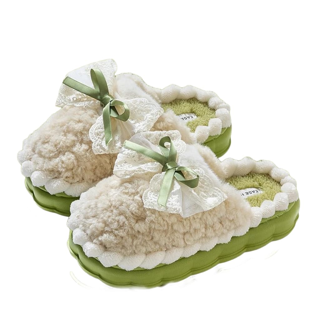 Cute Butterfly Fuzzy Women's Slippers Winter Fluffy Open Toe House Slippers Slip On Plush Bedroom Shoes