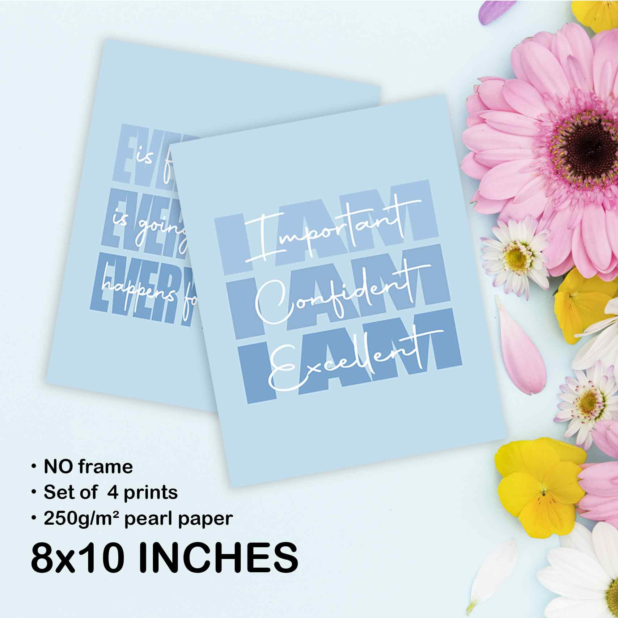 Set of 4 Inspirational Posters â€?Motivational Wall Art for Teen Girls & Women (8x10)