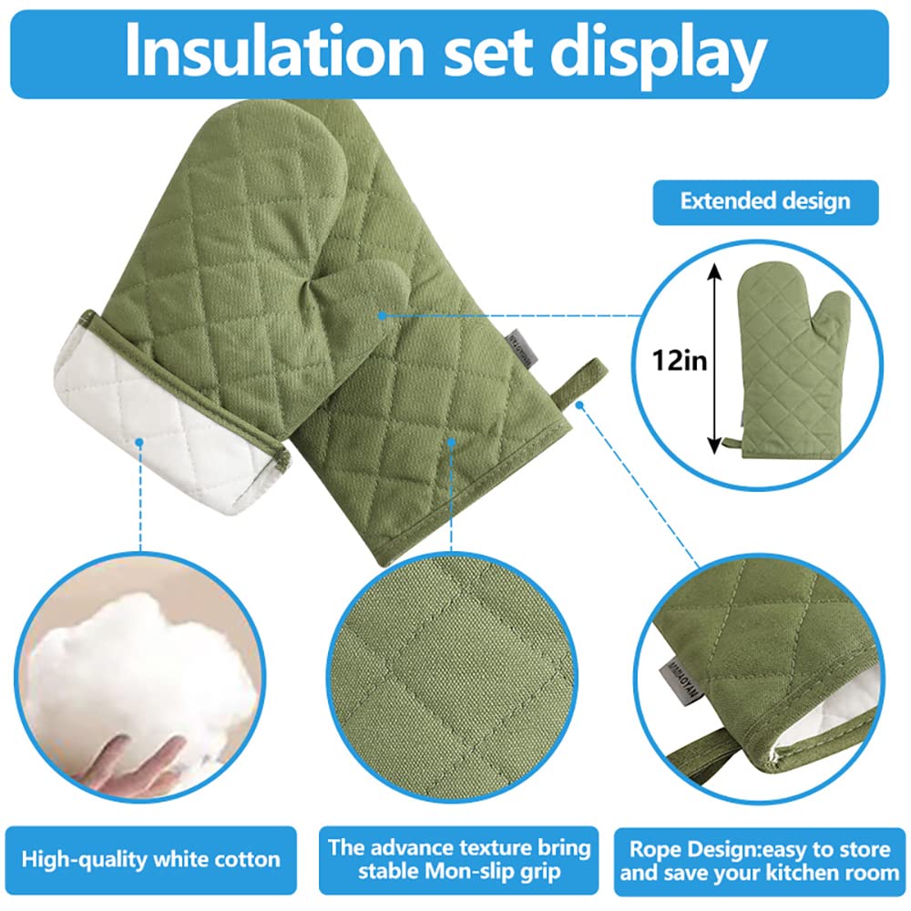 Oven Mitts and Pot Holders 4 pcs Set,High Heat Resistant 500 Degree Extra Thicken