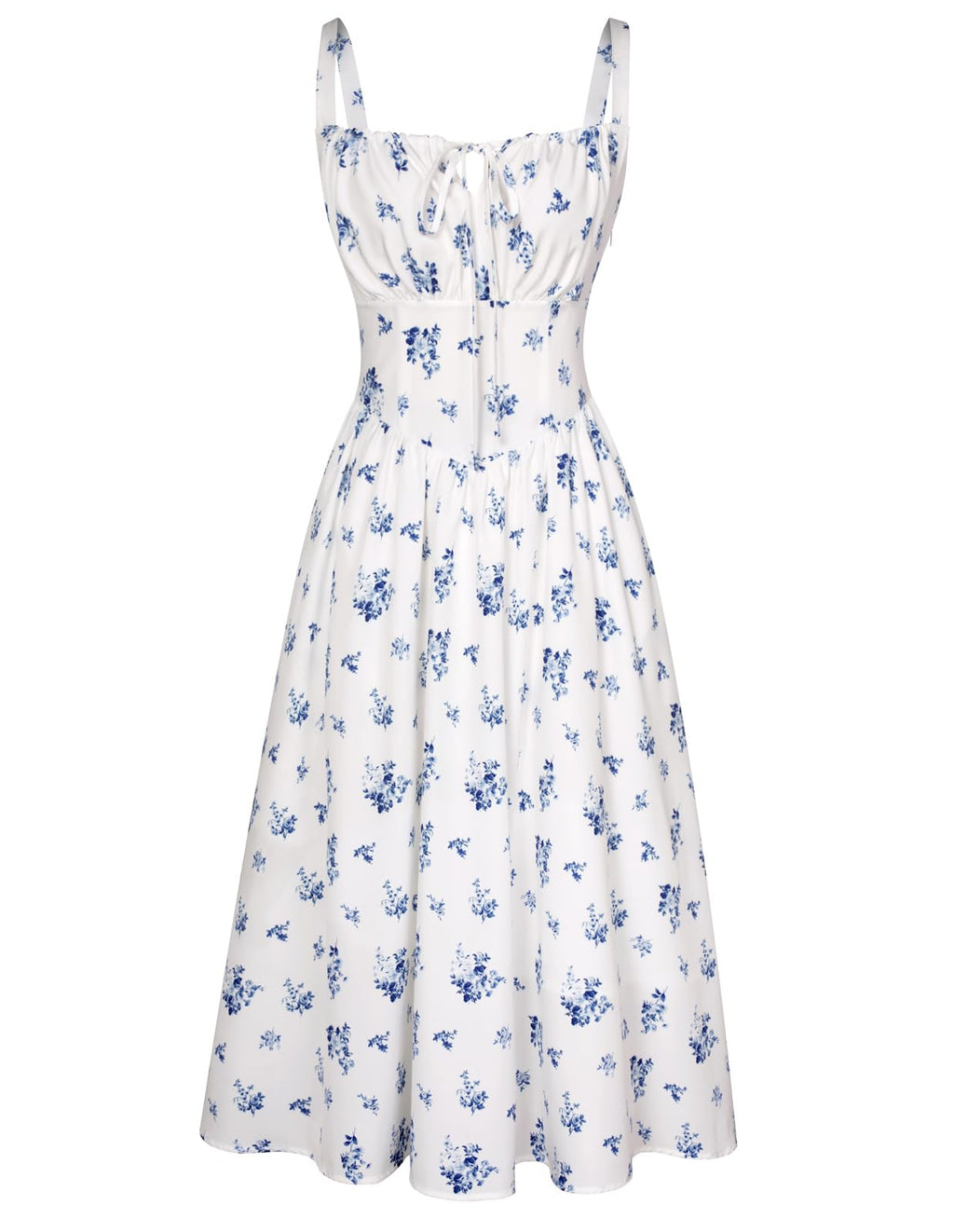 Floral Printed Corset Dress Ruched Bust Cami Flowy Sundress