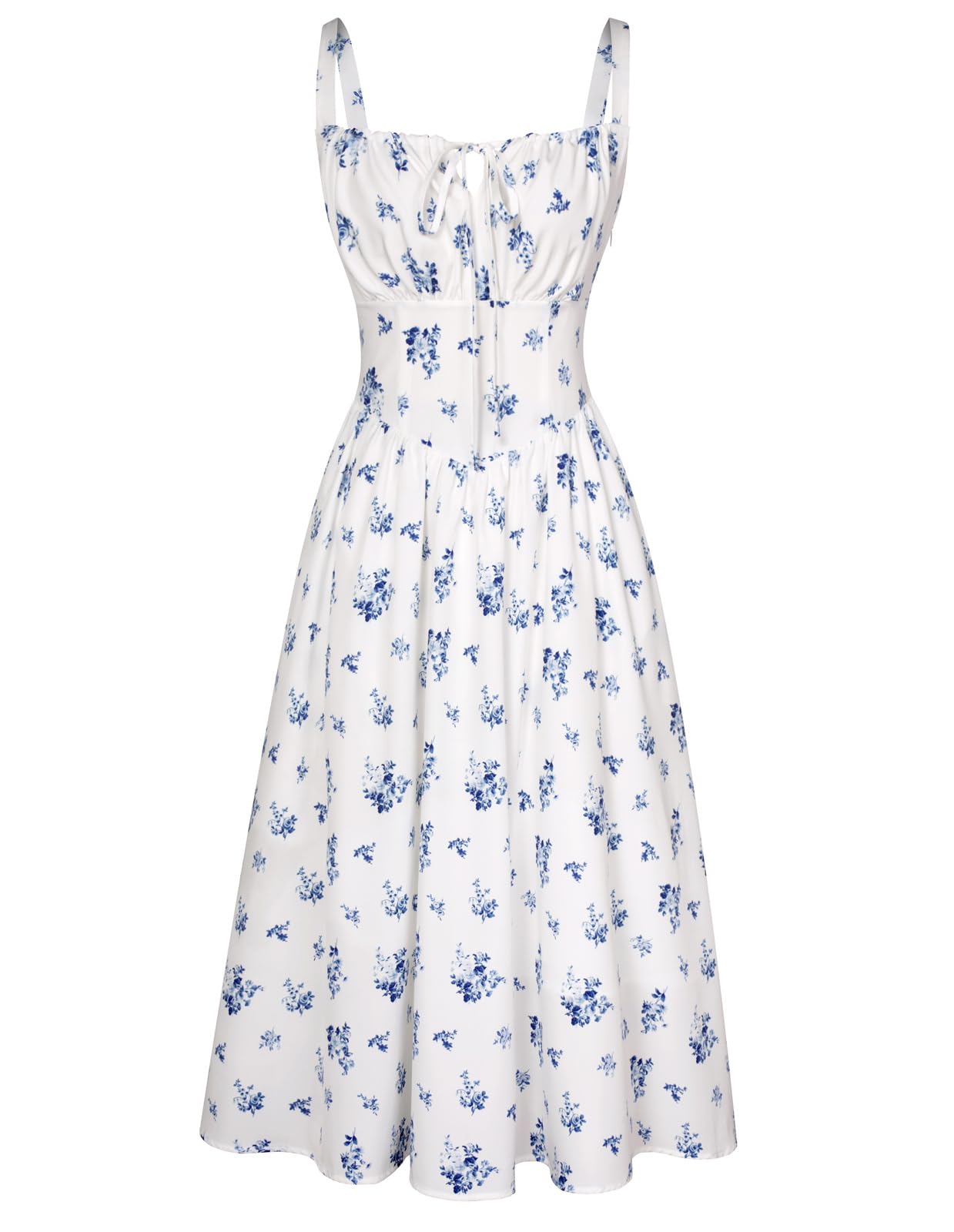 Floral Printed Corset Dress Ruched Bust Cami Flowy Sundress