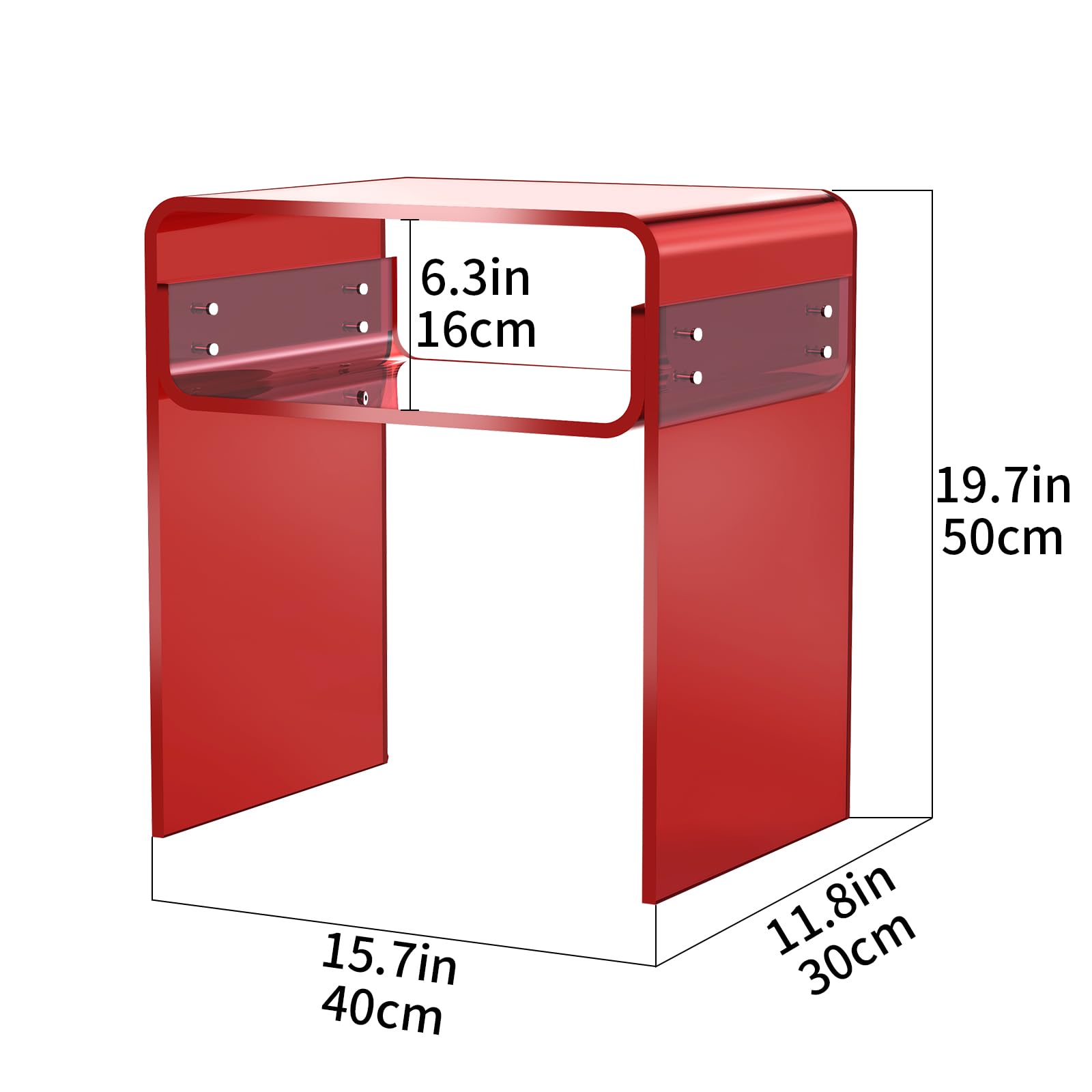 Clear Acrylic End Table 2-Tier Bedside nightstand