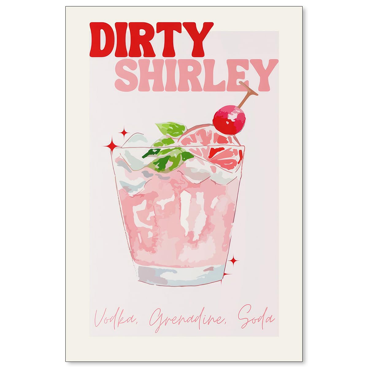 Cocktail Poster Alcohol Drink Wall Art Preppy Bar Cart Canvas Prints for Funky Bar Kitchen Wall Decor